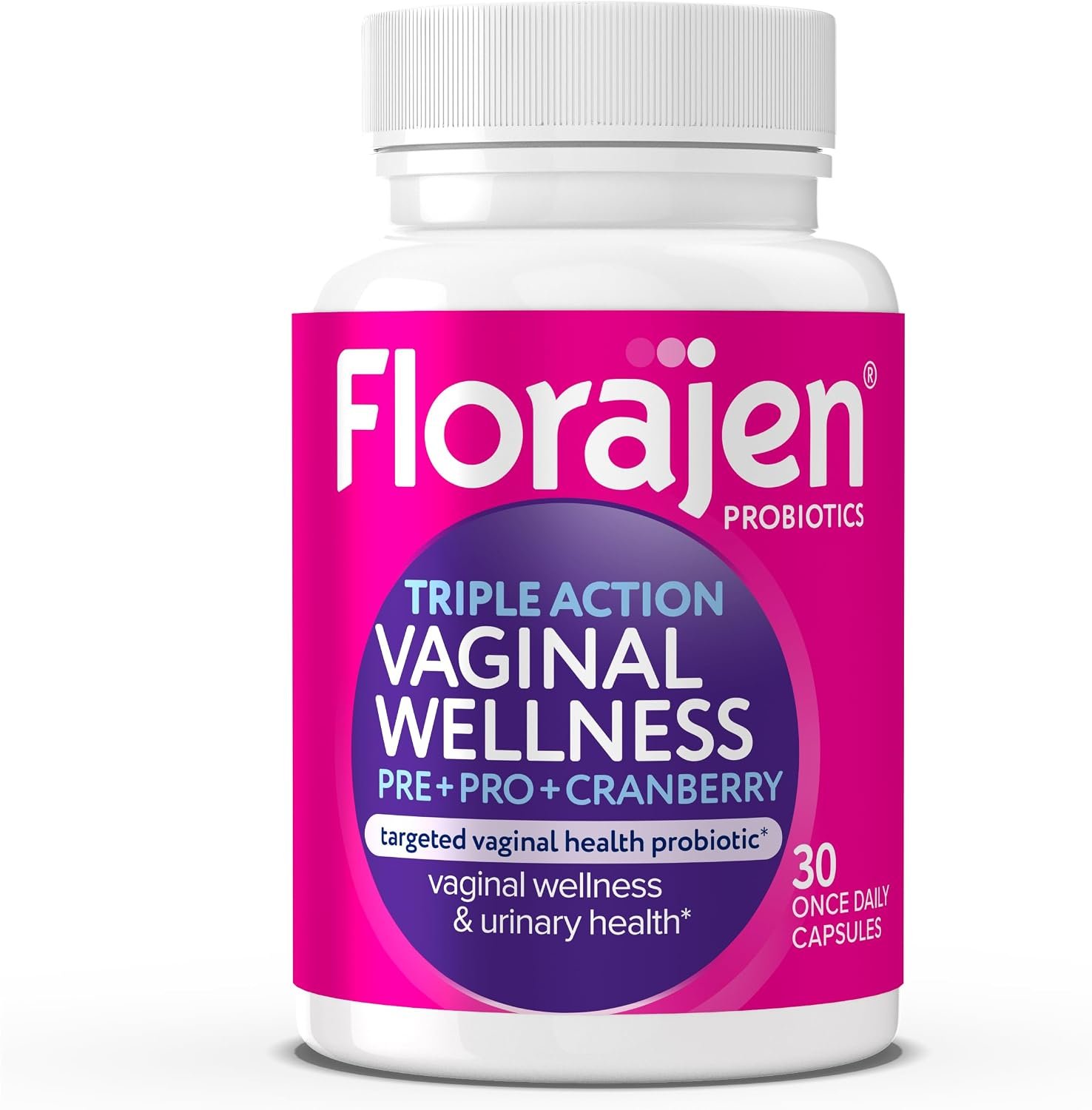 Florajen Women’s Probiotic with Cranberry, 30 Capsules