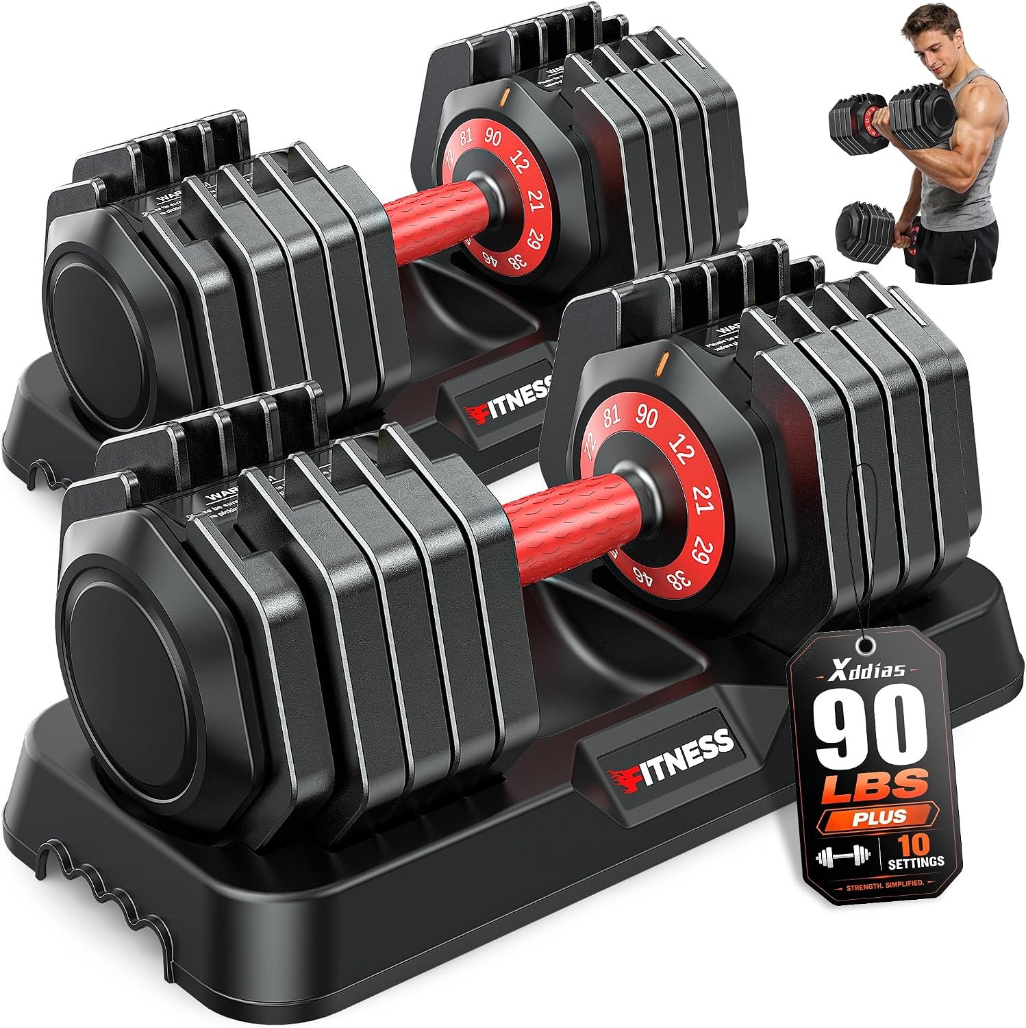 XDDIAS Adjustable Dumbbell Set for Home Gym Strength Training