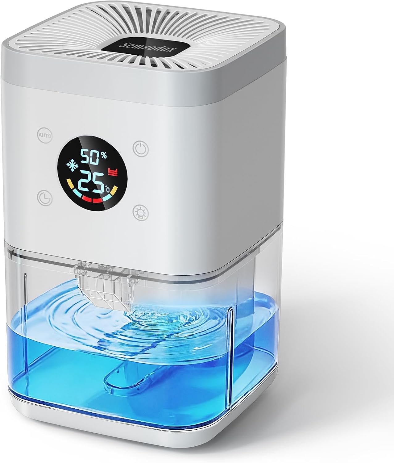 Small Dehumidifier for Bathroom – 63oz Auto Dehumidify (60/70%) & Continuous Mode, 35dB Ultra Quiet for Bedroom Apartment Home Closet RV, Portable Auto Defrost & Auto Shut-Off, 7-Color & Timer,-White