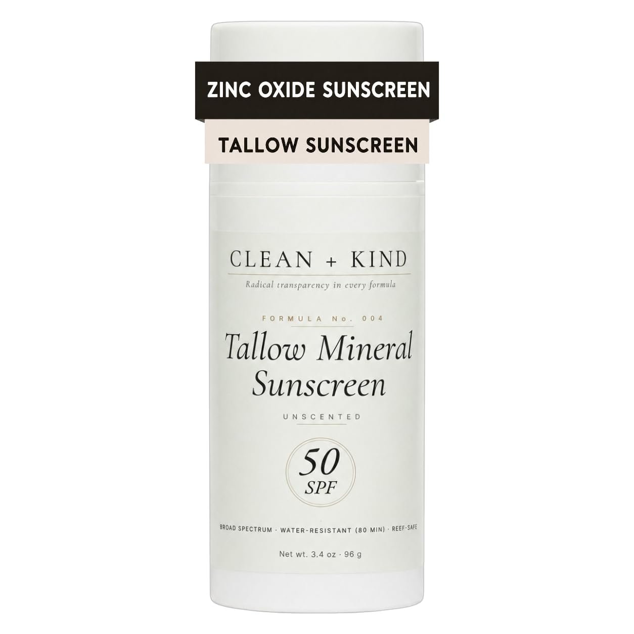 Organic Beef Tallow Sunscreen SPF 50 Zinc Oxide Unscented