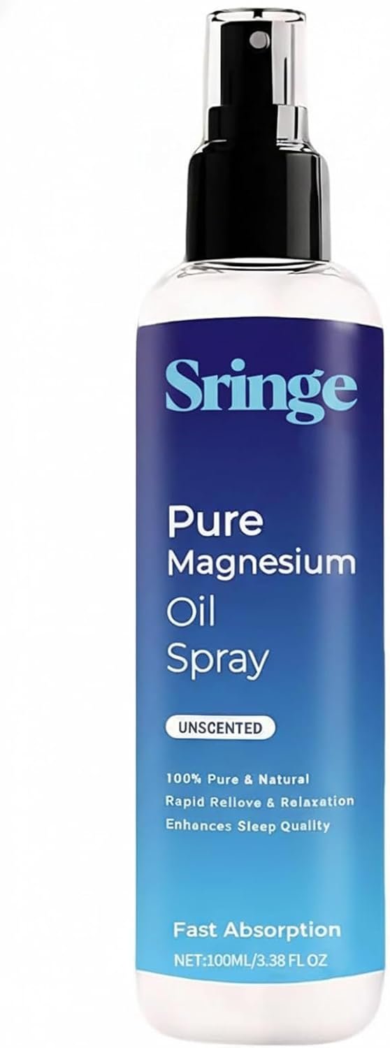 Sringe Pure Magnesium Oil Spray, Magnesium Oil for feet – Fast Absorption Natural Formula for Muscle Comfort, Stress Support, Bonswell 3.38 FL OZ