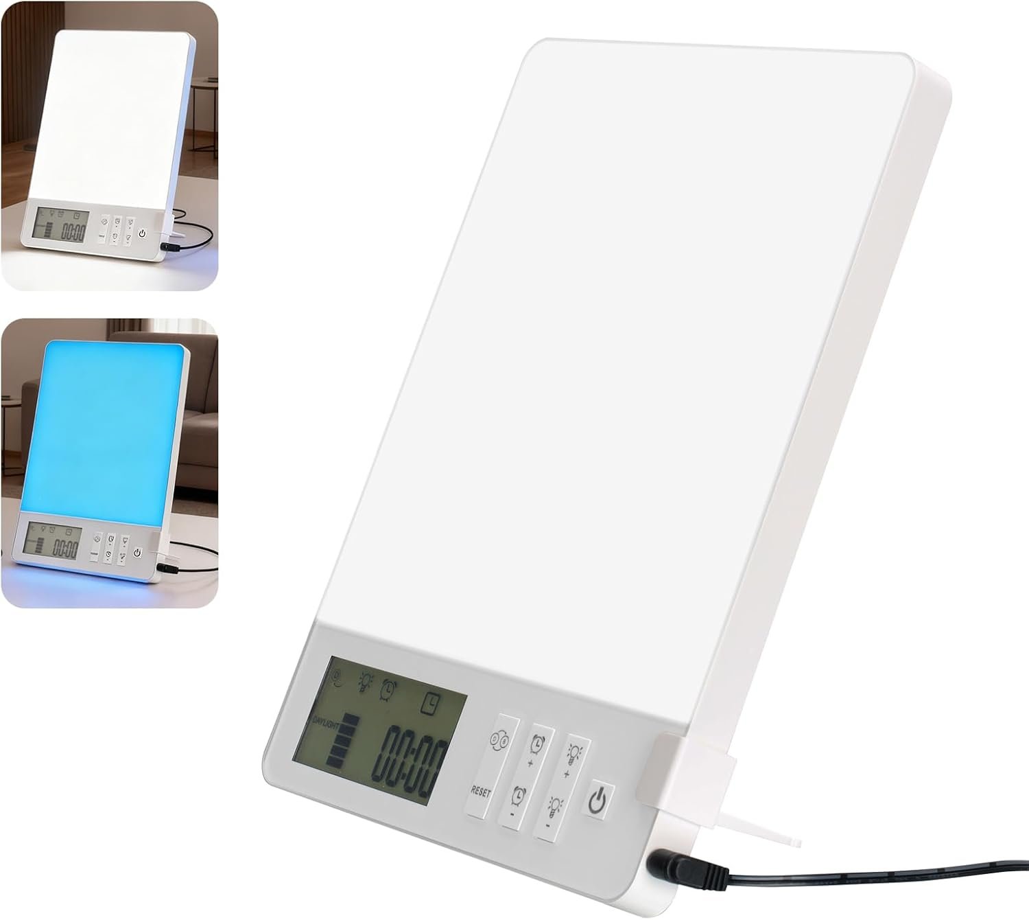 Light Therapy Lamp 10000 Lux Sunlight UV-Free, Daylight & Blue Light Mode, Brightness Adjustable, Timer and Memoery,Perfect for Increasing Energy and Better Sleep in Winter