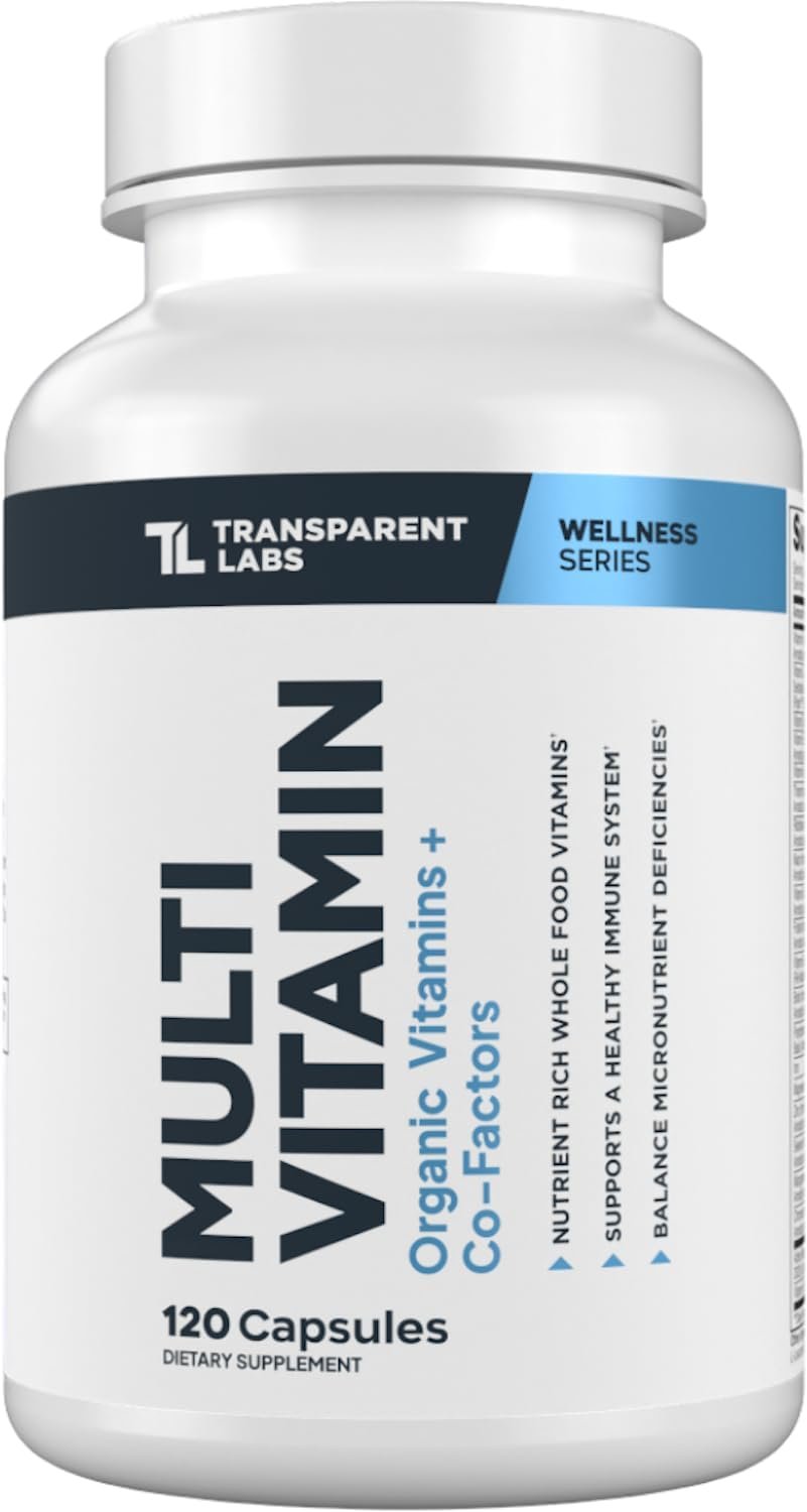 Transparent Labs Daily Multivitamin for Women – Whole-Food-Based Multivitamin for Men, Vegan, Clean, Organic Vitamin Supplement w Vitamins, Lutein, Biotin, Folate & Magnesium – 120 Capsules