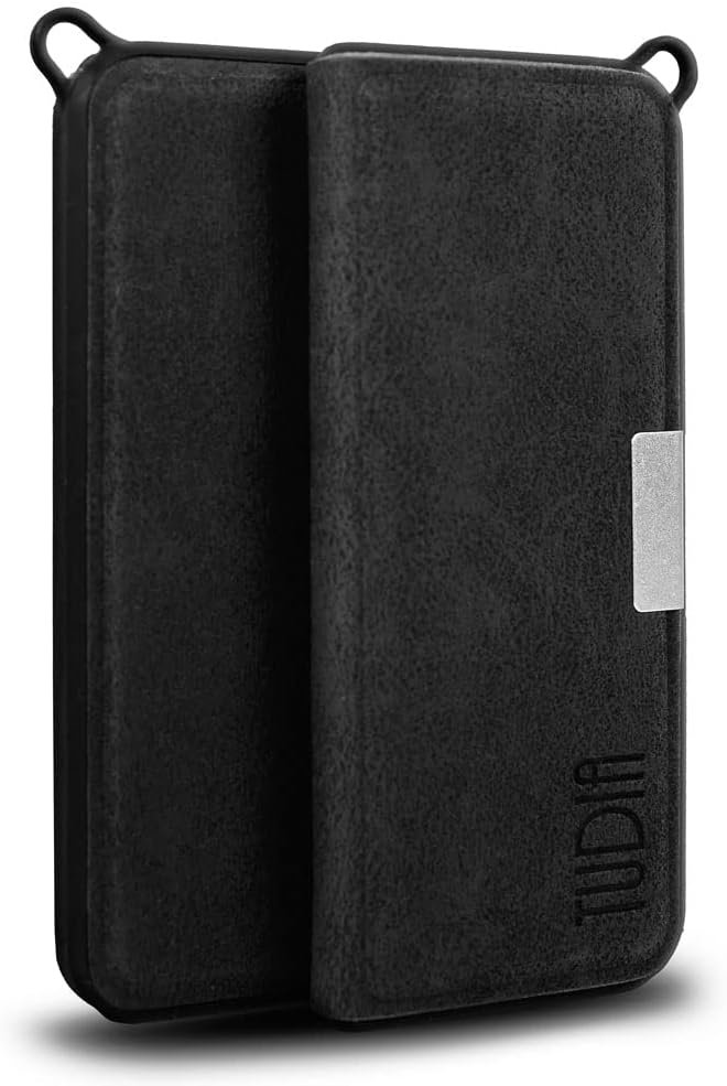 TUDIA Travel Case Compatible for KardiaMobile EKG Monitor, Premium Leather Magnetic Closure with Key Holder Protective Carrying Case Designed for KardiaMobile – Black