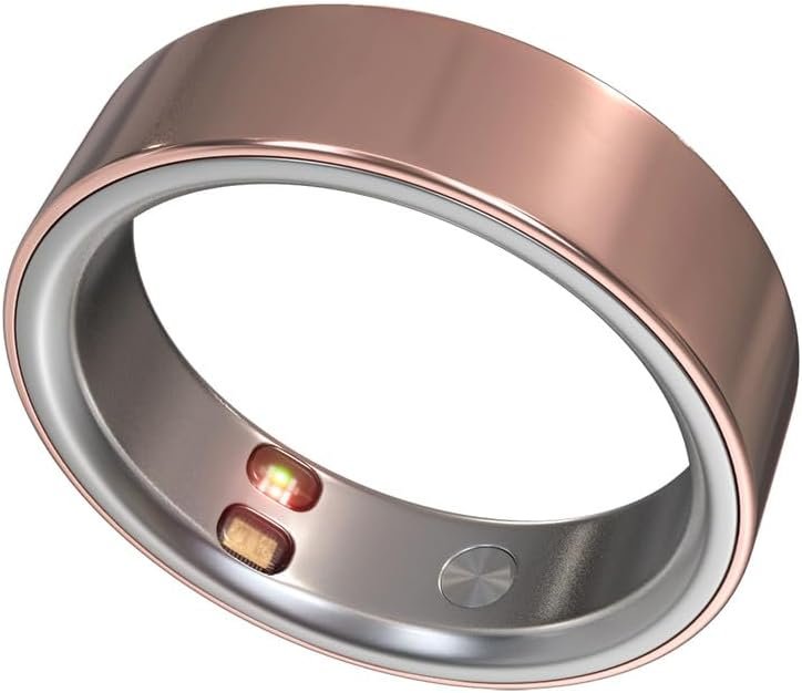 Smart Ring Health Tracker 5ATM Waterproof Sport Ring Exclusive Vibration Alerts Titanium Blood Oxygen/Sleep/Emotional Management Women Cycle Prediction Compatible with iOS/Android Dawn Rose Gold 10.5
