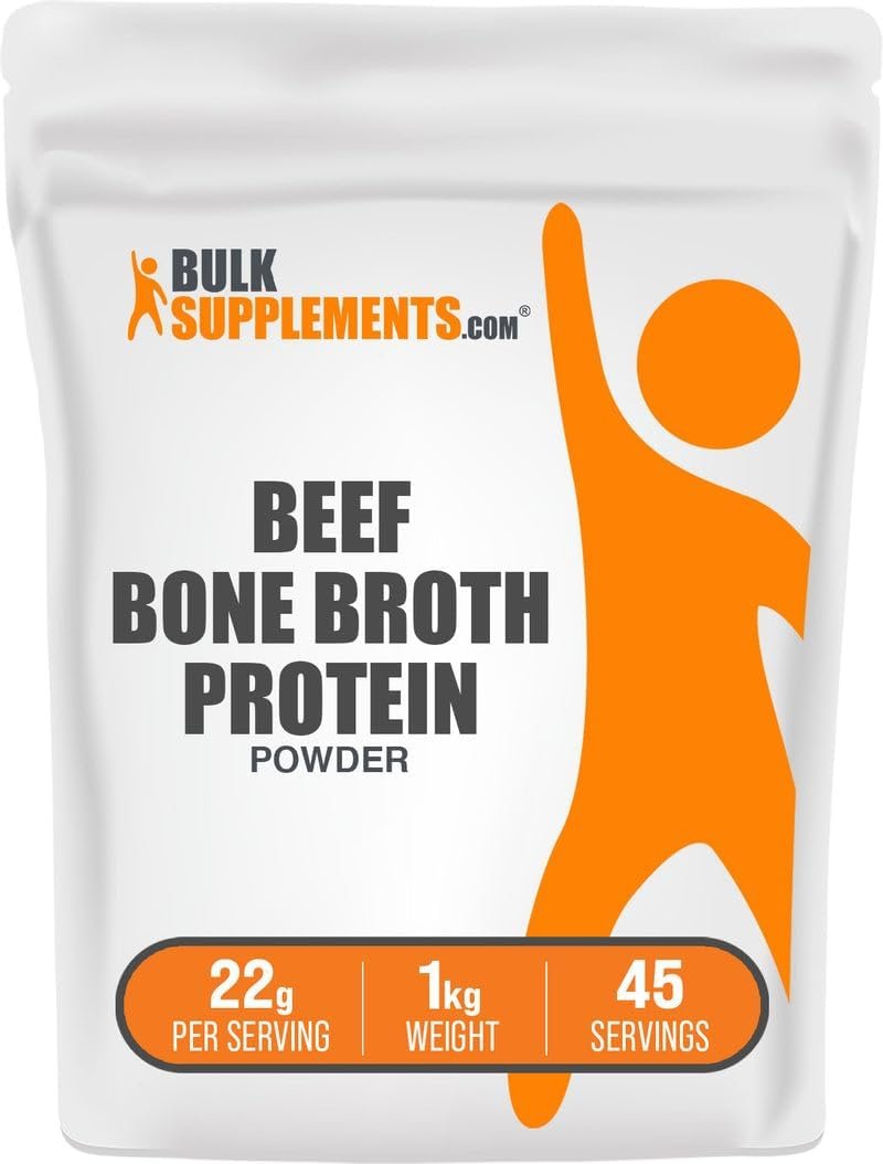 BulkSupplements.com Beef Bone Broth Protein Powder – Bovine Bone Broth Protein, Lactose Free Protein Powder – Dairy Free & Gluten Free, 22g per Serving, 1kg (2.2 lbs) (Pack of 1)