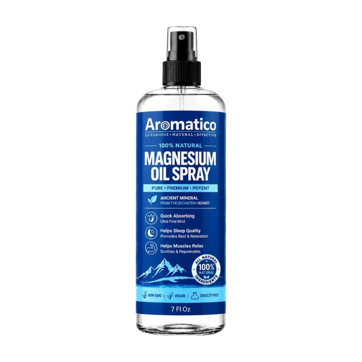 AROMATICO Magnesium Oil Spray for Sleep & Muscle Recovery, 7 Fl Oz