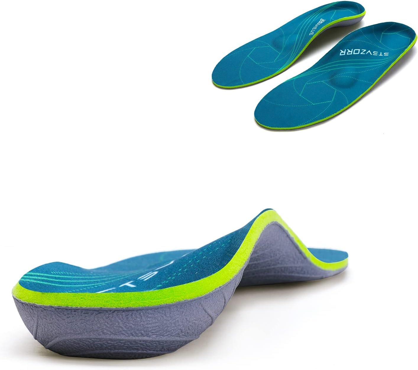 STSVZORR 220 lbs+ High Arch Support Insert Metatarsal Pad Pain Relief Men Women Plantar Fasciitis Insole Orthotic Flat Feet Heel Spur Comfort Standing All Day, Work Boots Shoe Insole