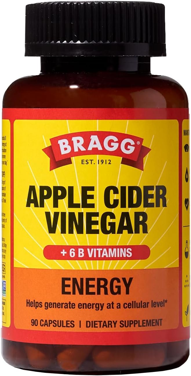 Bragg Energy Apple Cider Vinegar Capsules with B Vitamins – 90 Capsules