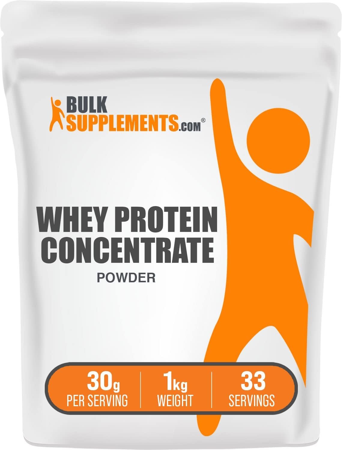 BulkSupplements.com Whey Protein Concentrate Powder – Whey Protein Powder Supplement, Unsweetened, Unflavored & Gluten Free, 30g per Serving, 1kg (2.2 lbs) (Pack of 1)