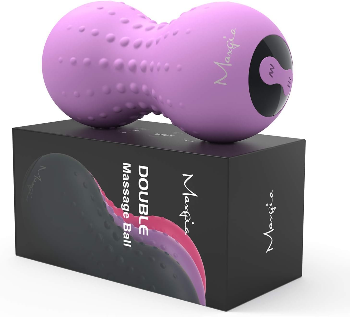 Heating Vibrating Peanut Massage Ball – 5 Intensity Levels & 1 Heat Mode – Foam Roller Double Lacrosse Ball – Deep Tissue Trigger Point Therapy – Handheld, Mobility, Rechargeable (Purple)