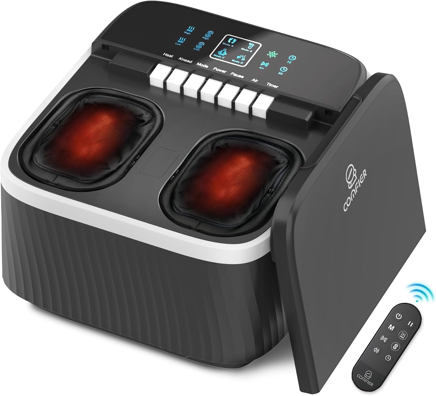 COMFIER FSA Eligible Foot Massager with Heat, Shiatsu Foot Massager Machine for Neuropathy Plantar Fasciitis, Squeeze & Rolling Foot Massage, Remote Control & Piano-Key Button