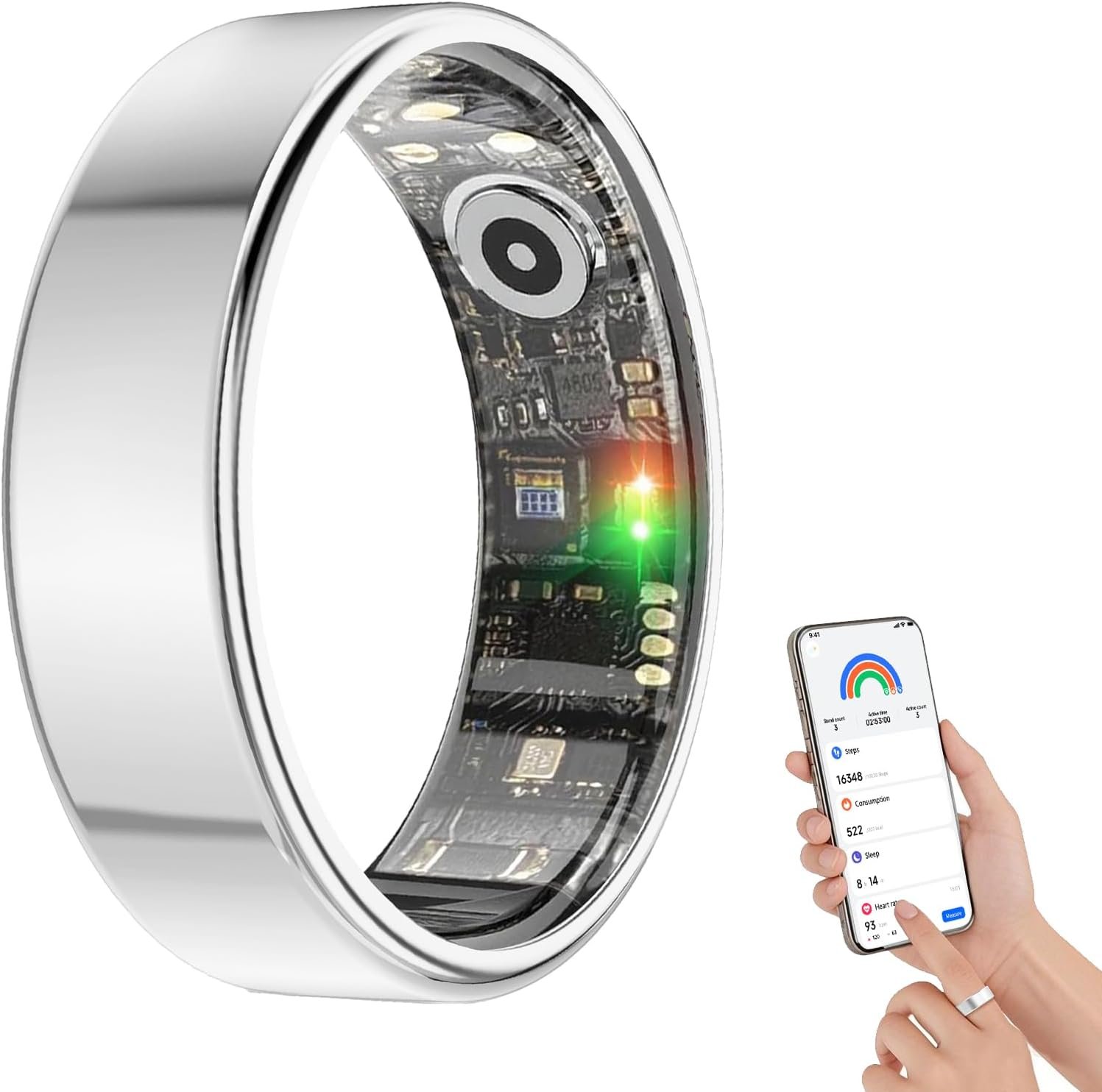 BENIO Gen2 Smart Ring for Women Men Sleep Health Fitness Tracker Sliver 9