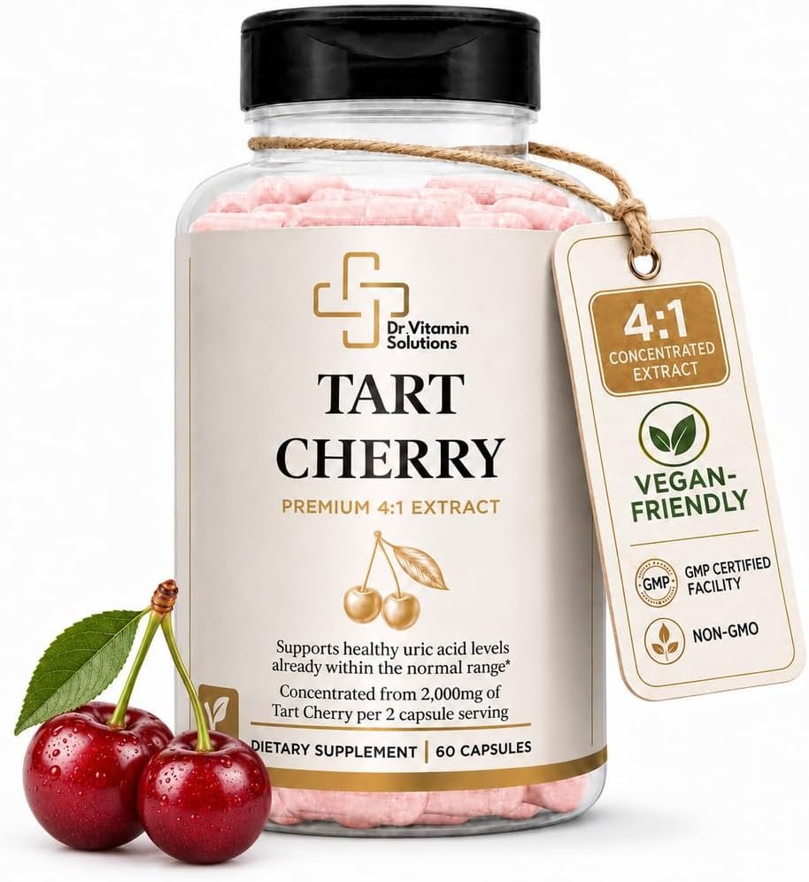 Tart Cherry Extract Capsules 4:1 for Joint, Sleep & Uric Acid Support