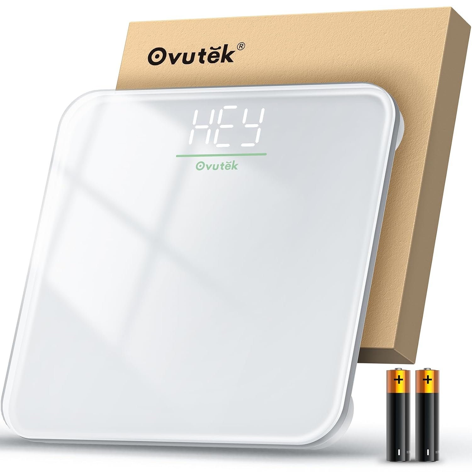 Ovutek Bathroom Scale for Body Weight, 5mm Tempered Glass, 400lb