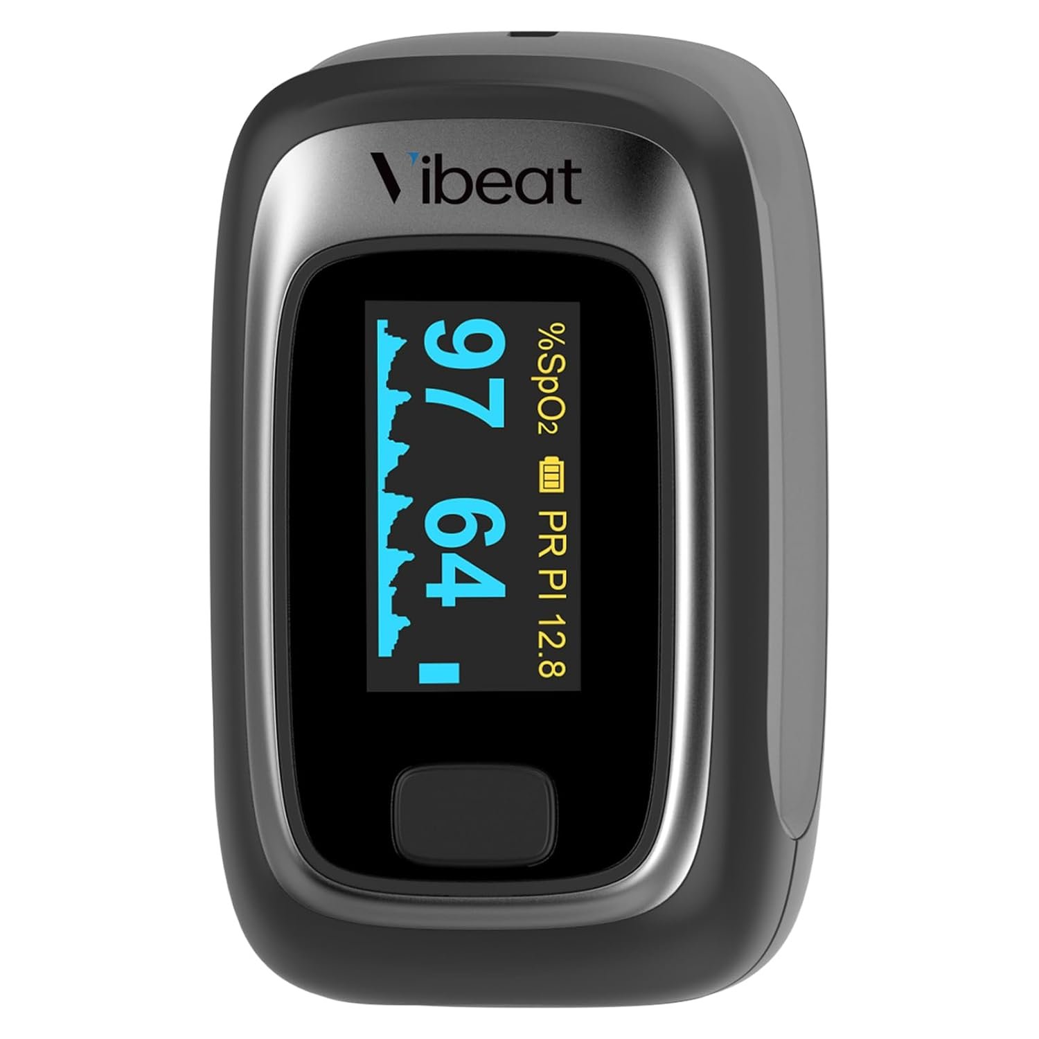 Vibeat Fingertip Pulse Oximeter, Blood Oxygen Saturation Monitor, Finger O2 Sensor with Pulse Rate, Batteries and Lanyard Included, Black