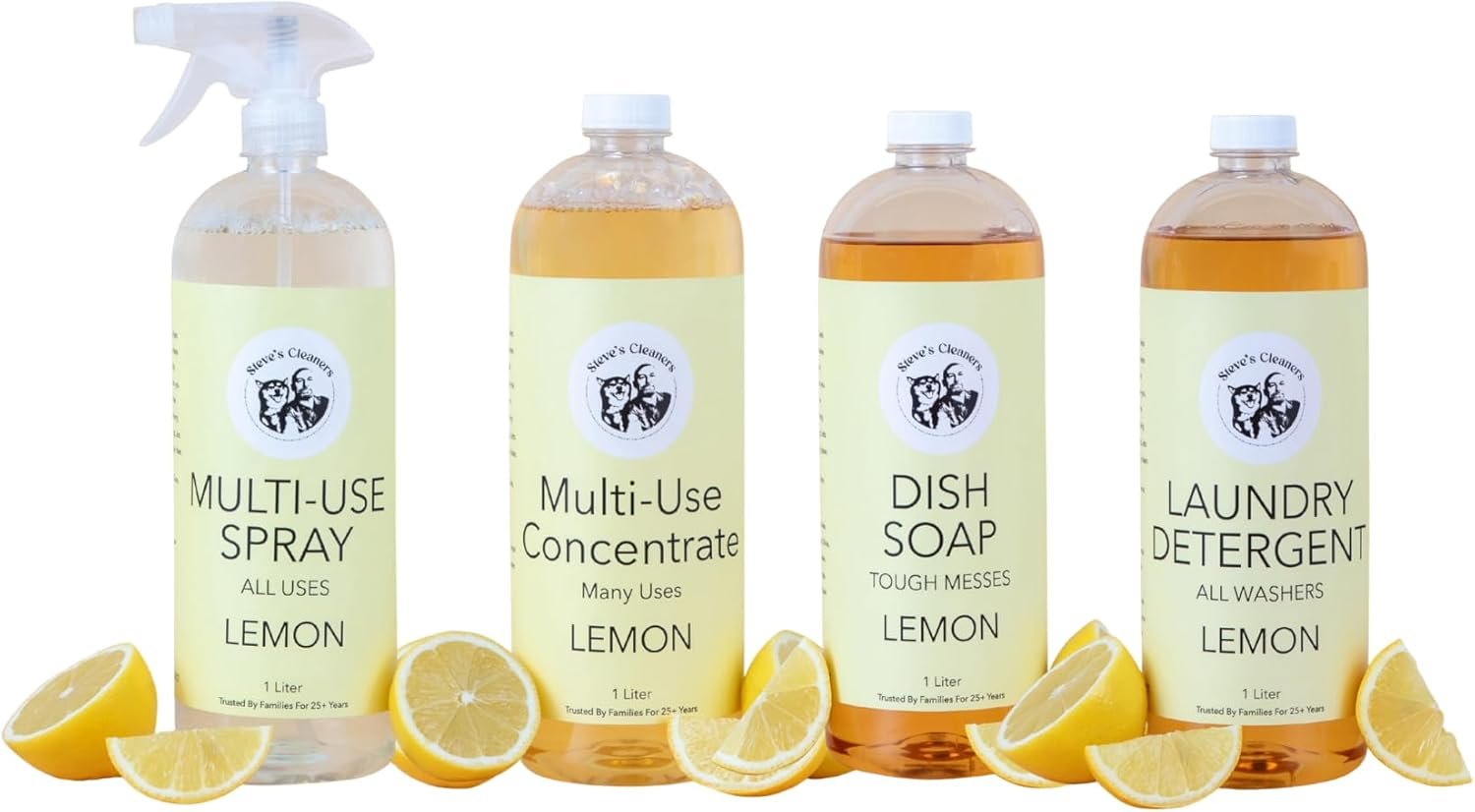 Steve’s Cleaners – Clean Box, Fresh Lemon Essential Oil, 1 Liter Bottle – 4 Pack