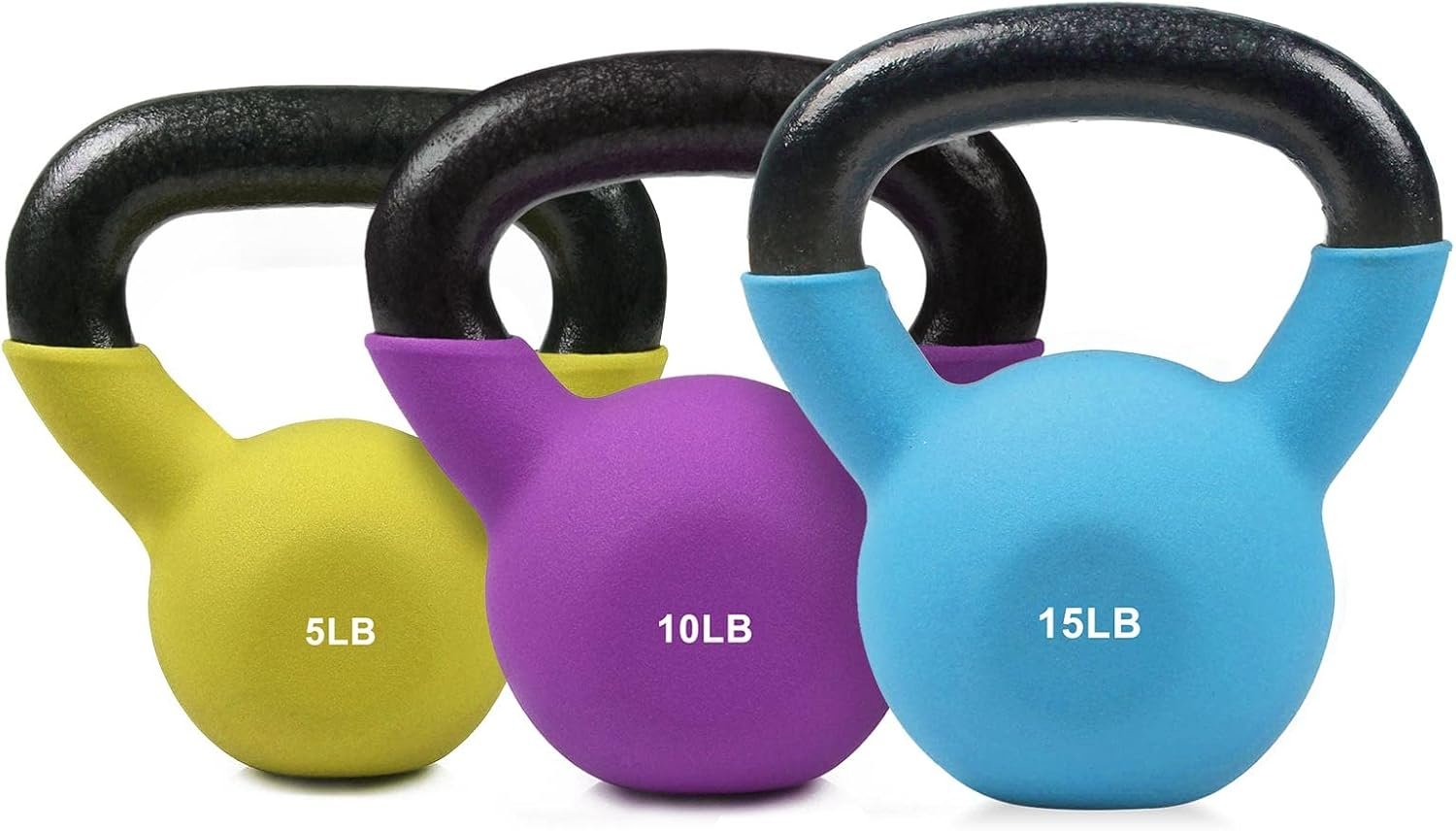 RitFit Neoprene Coated Kettlebell Weight Set, Solid Cast Iron
