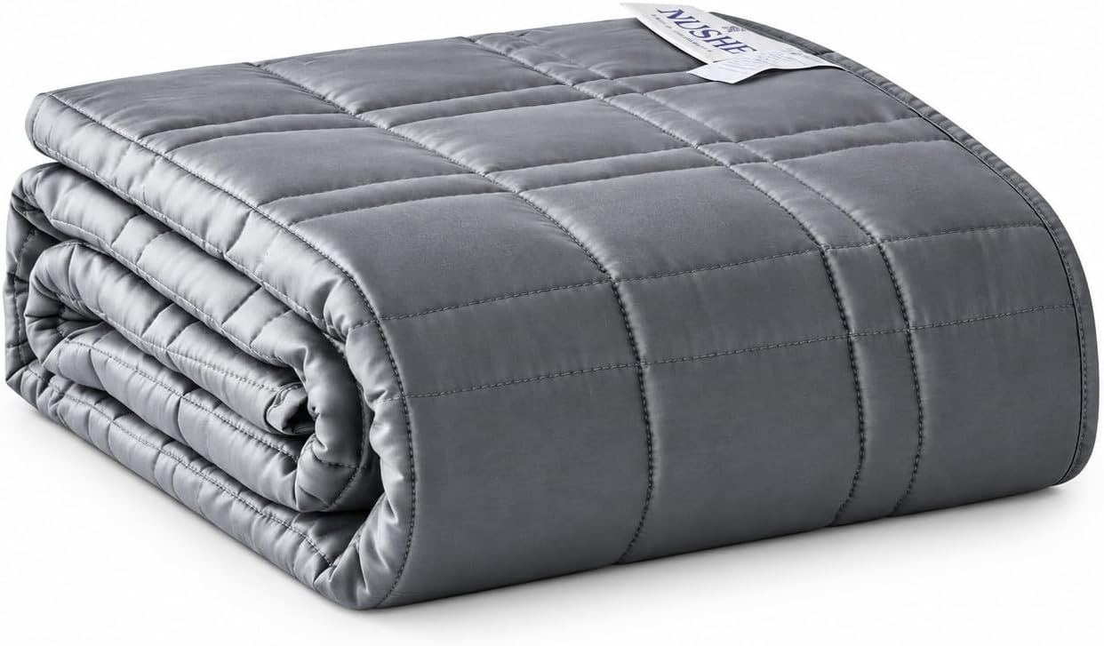 Cooling Weighted Blanket for Adults, 15 lbs Twin Size 48×72 in, 100% Viscose from Bamboo, Breathable for Hot Sleepers, 7-Layer Design with Glass Bead Fill, Machine Washable, Grey