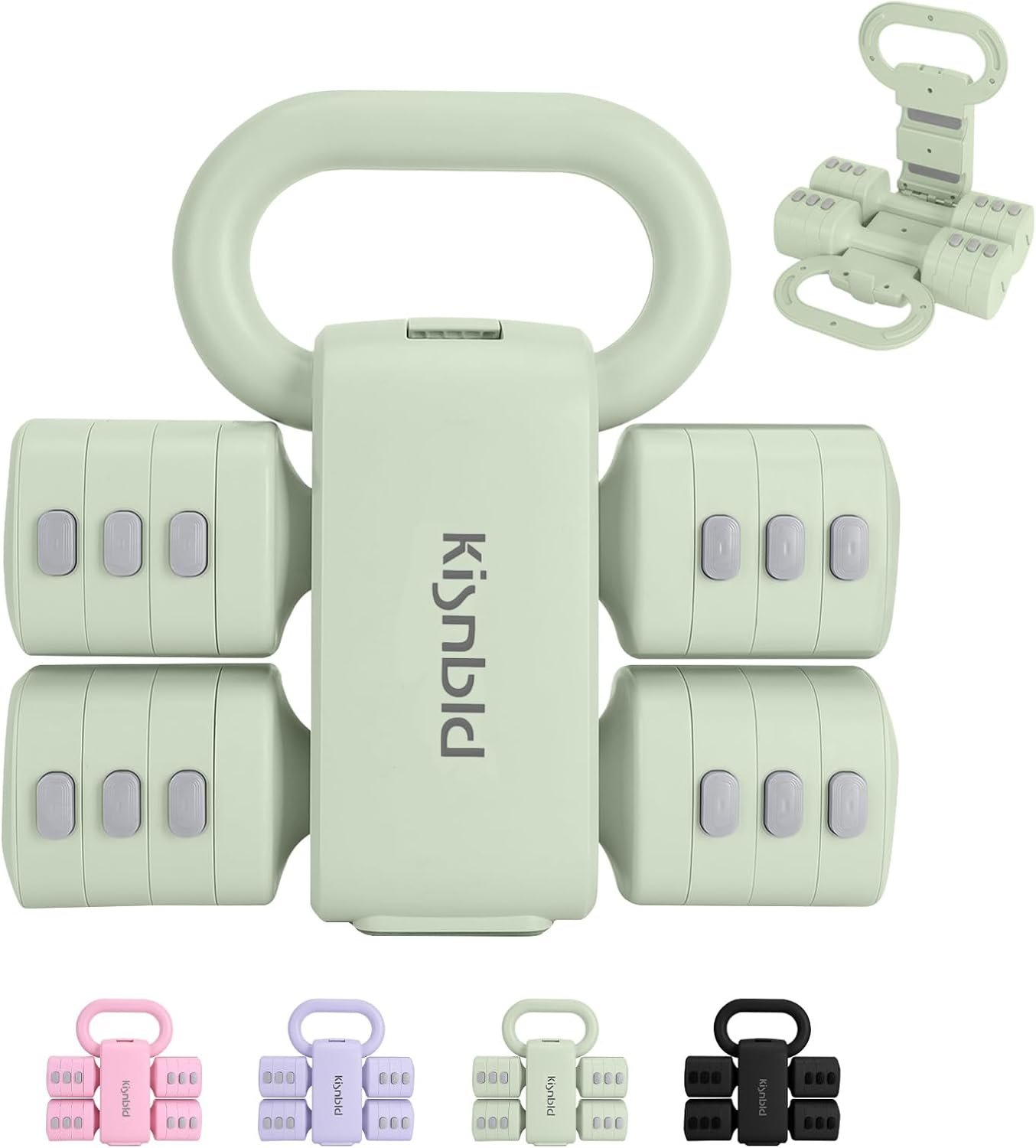 kisnbld Adjustable Dumbbell Set, 2-in-1 Dumbbells & Kettlebell,Hand Weights