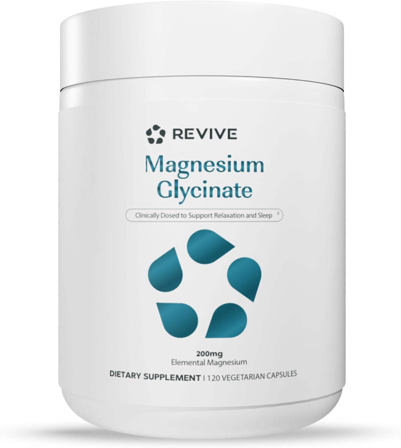 Revive MD Pure Magnesium Glycinate 200mg, 120 Vegeterian Capsules, 60 Serve