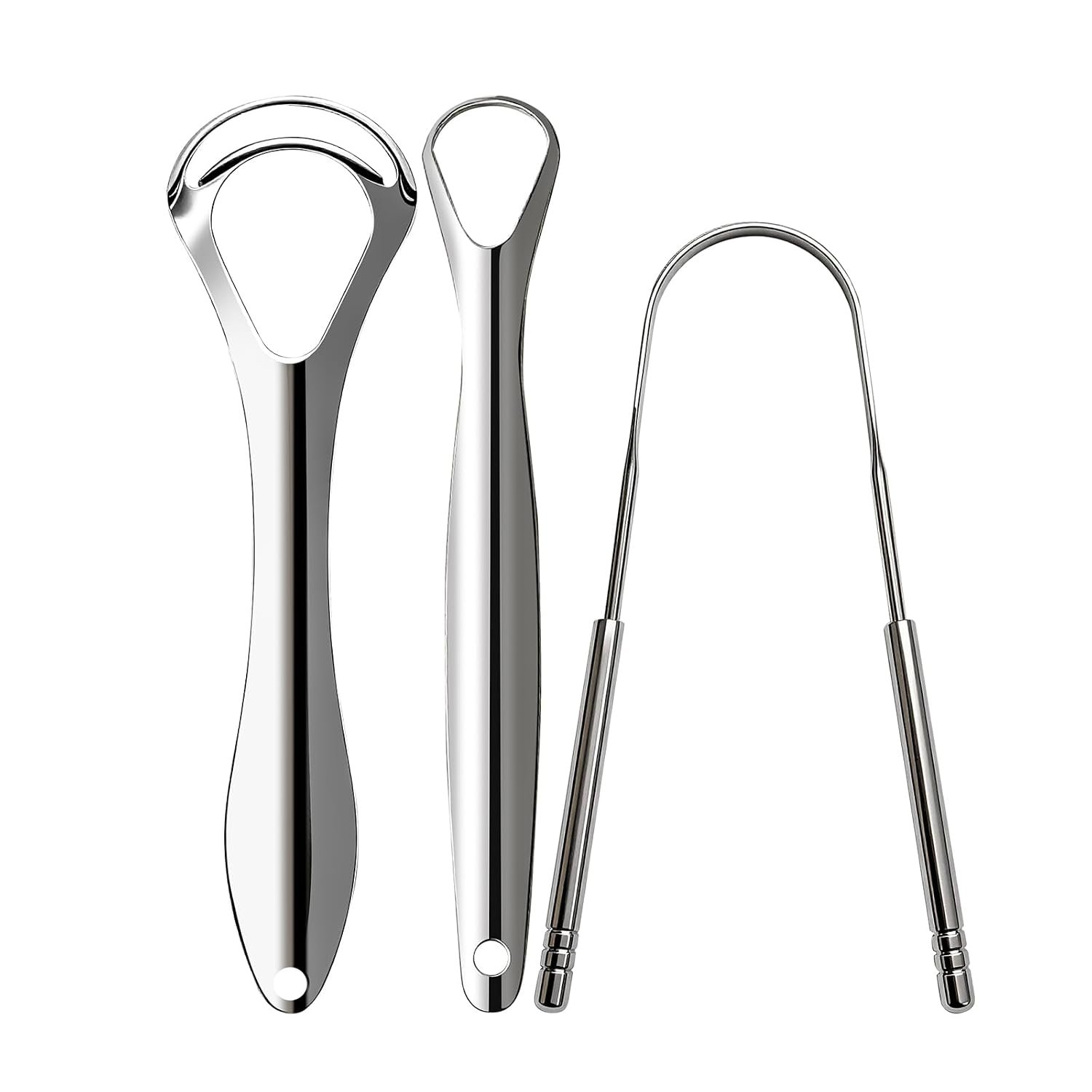 3pcs Stainless Steel Tongue Scraper For Adults,Metal Tongue Cleaner With Curved Design To Reduce Bad Breath,Reusable Tongue Scrubber For Fresh Breath & Hygiene