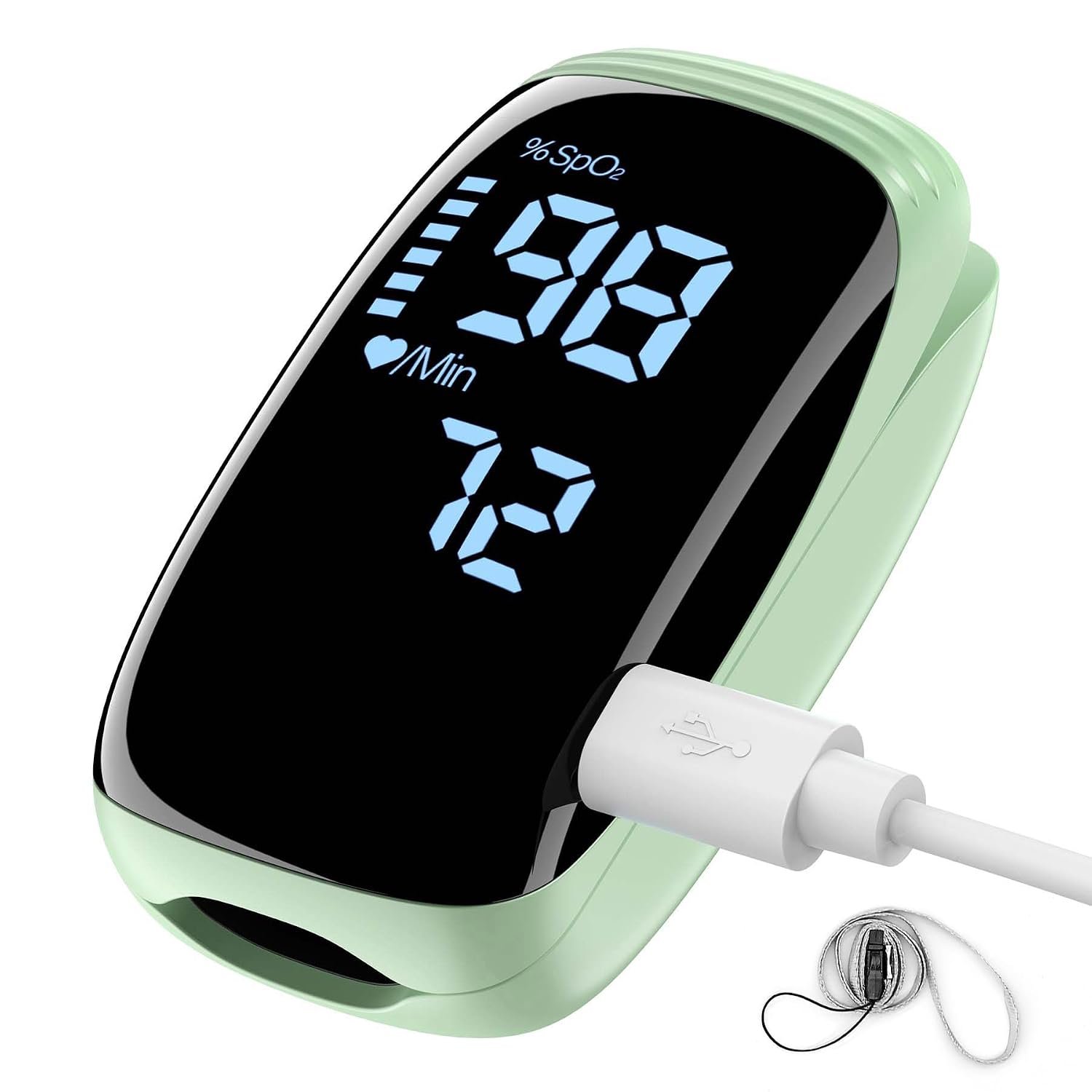 Finger Pulse Oximeter, Fingertip Blood Oxygen Saturation with Pulse Monitor Rechargeable, Accurate Spo2 Reading for Home, Outdoor Sports，Green