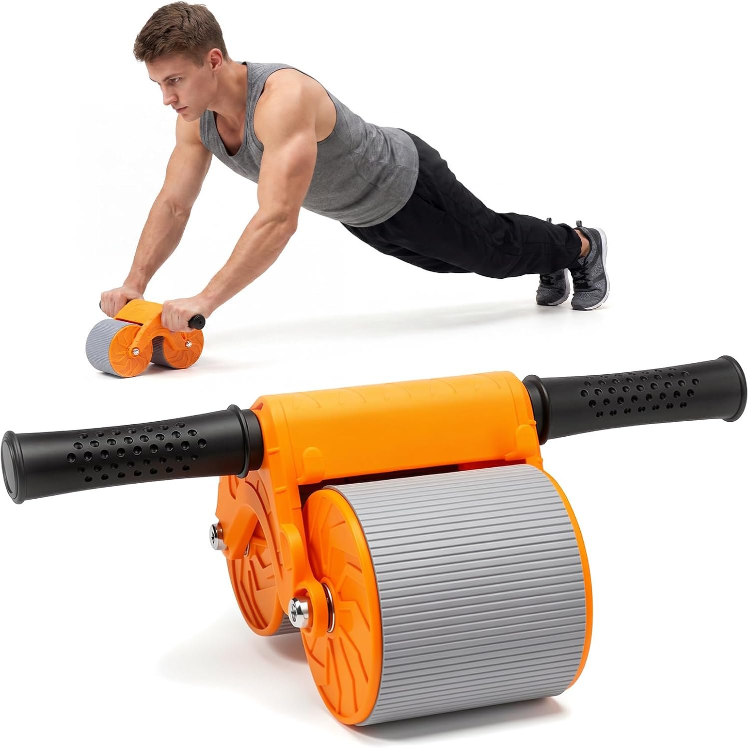 Automatic Rebound Ab Roller Wheel with Knee Mat, Orange