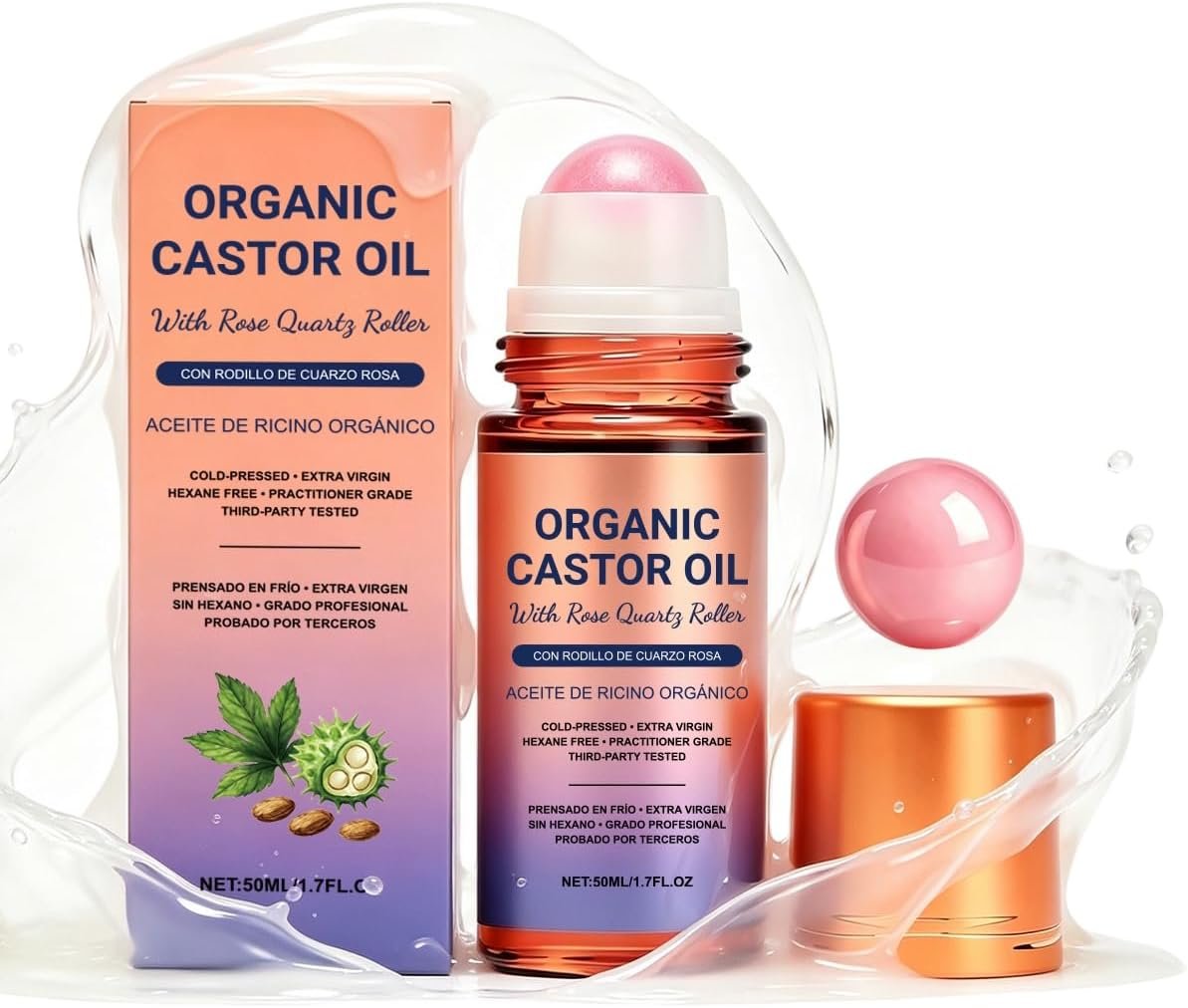 Organic Cold Pressed Castor Oil1.7 FL OZ for Scar and Stretch Repair