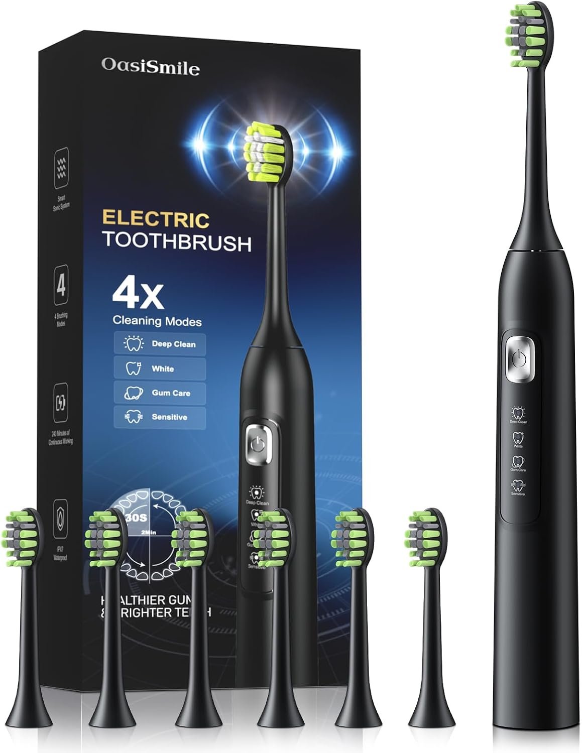 OasiSmile Sonic Electric Toothbrush, 42000 VPM for Sensitive Teeth, Black