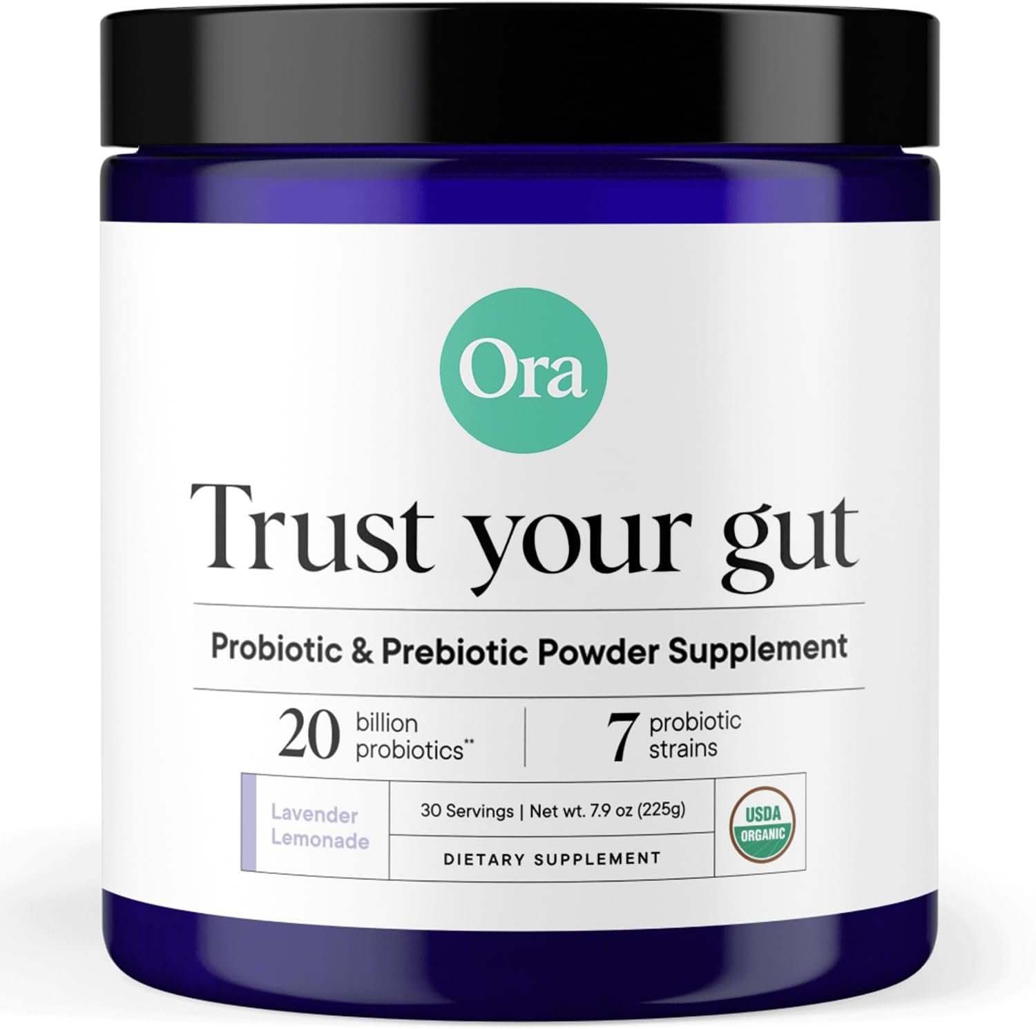 Ora Organic Prebiotic and Probiotic Powder Supplement – 20 Billion Probiotics, 7 Strains for Best Prebiotic Powder, Non-GMO, Probiotics for Women, Men & Kids – Lavender Lemonade Flavor, 30 Servings
