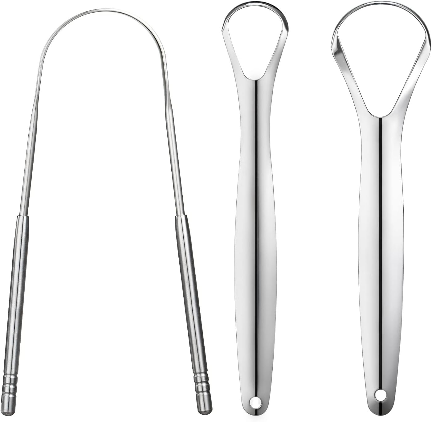 3 PCS Metal Tongue Scraper, Tongue Scrapers for Adults, Stainless Steel Tounge Scrappers, Tounge Scraper, Portable Tongue Scrappers YLYL