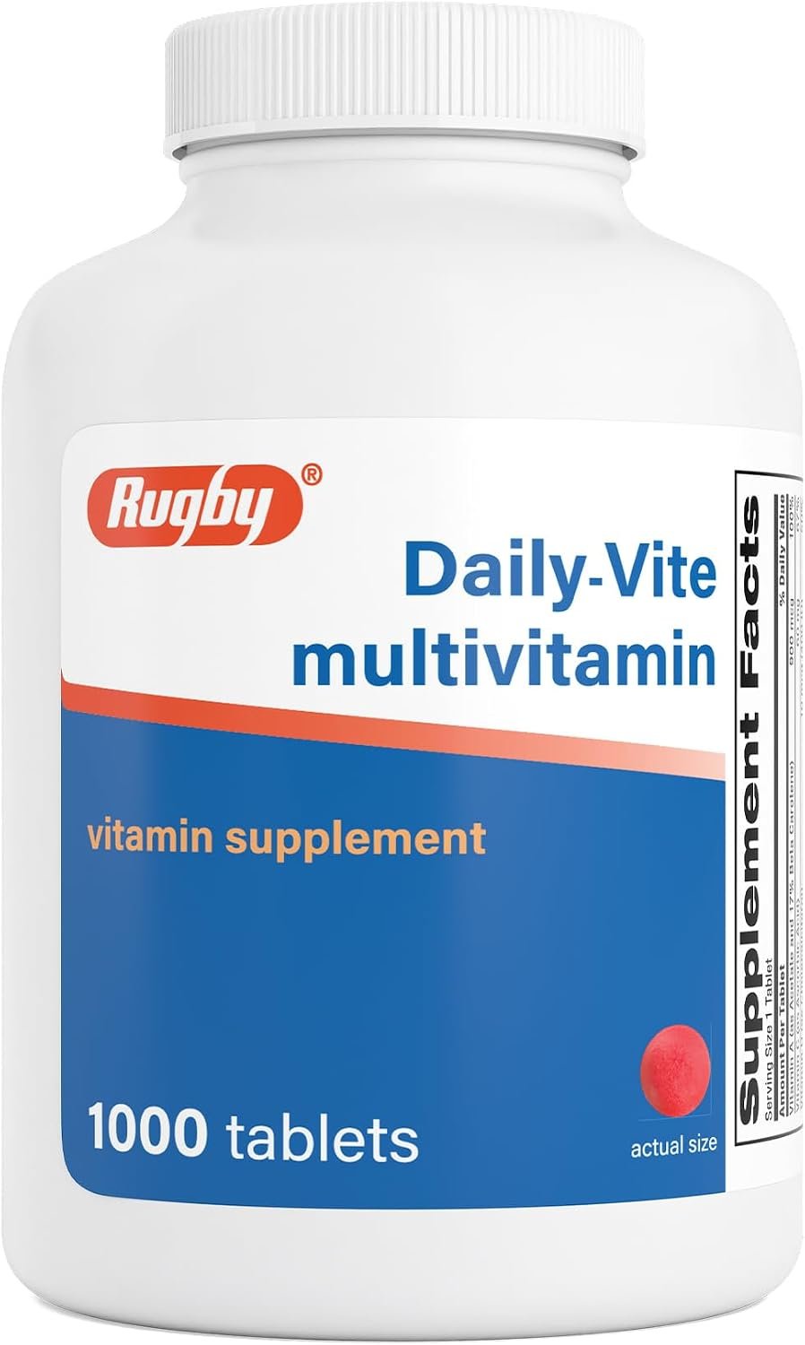 Rugby Daily-Vite Multivitamin Tablets for Adults, 1000 Count (1 Pack)