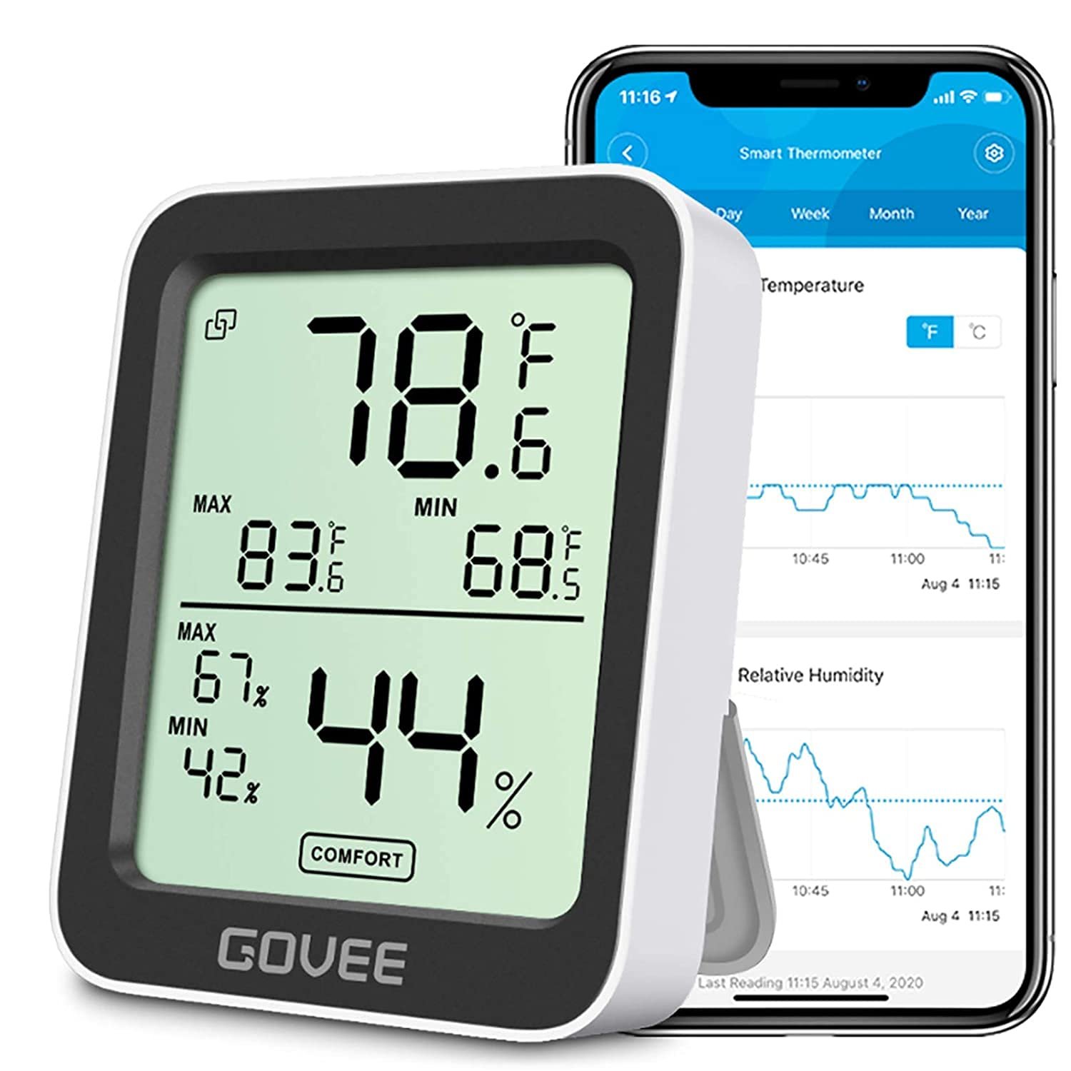 Govee Indoor Hygrometer Thermometer H5075 with Bluetooth App Control