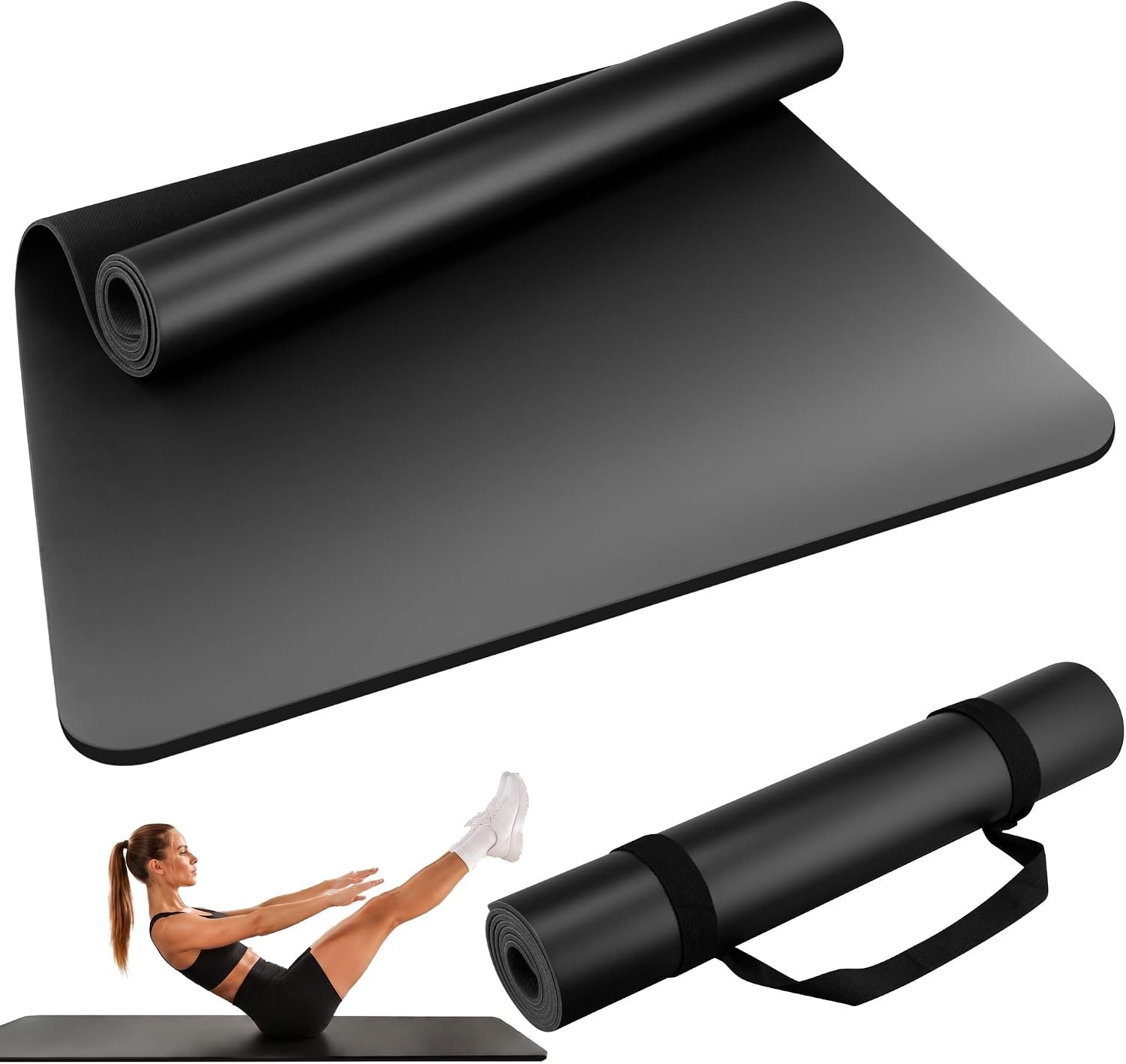 Professional PU & Natural Rubber Yoga Mat – Non Slip 5mm Thick Workout Mats for Women & Men, 72″x27″ Wide Exercise Pad for Hot Yoga, Pilates, HIIT & Home Gym – Strap Included