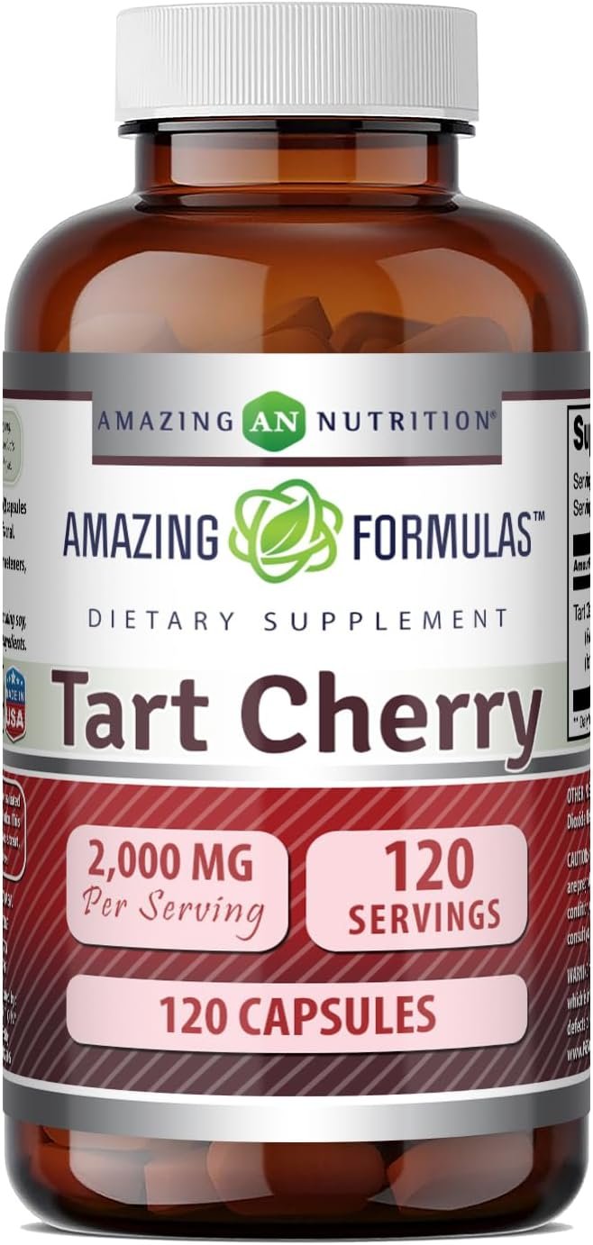 Amazing Formulas Tart Cherry 10:1 Extract Supplement | 2000 Mg per Serving | Capsules | Non-GMO | Gluten-Free | Made in USA (1 Pack | 120 Count)