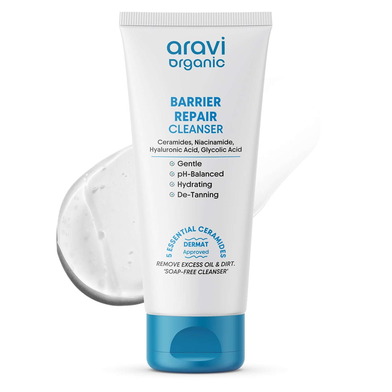 Aravi Organic Hydrating Barrier Repair Face Wash -With Ceramide, Niacinamide & Hyaluronic Acid -Nourishing & Hydrating Cleanser for All Skin Types -Gentle Daily Cleanser for Soft & Smooth Skin -100 ml