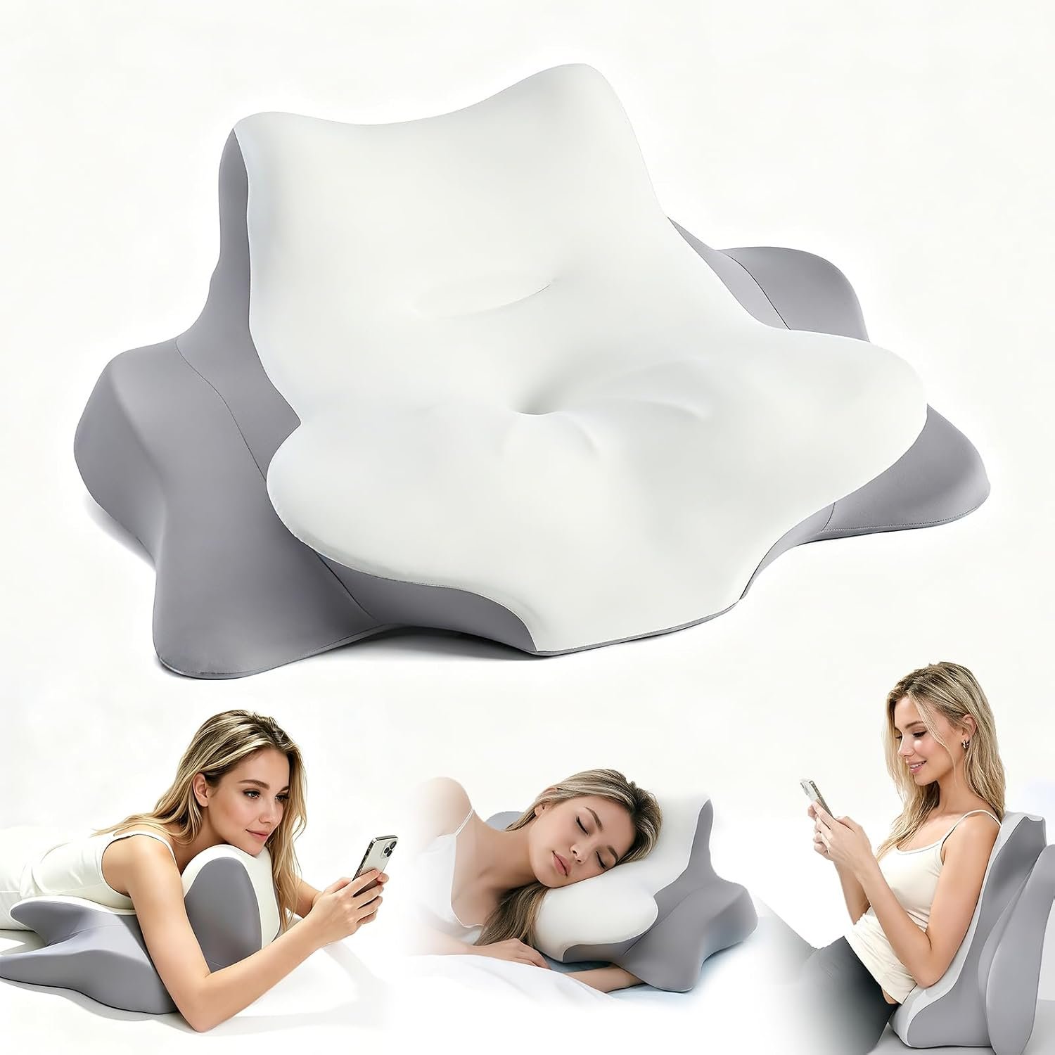 Cervical Neck Pillow for Neck Support, Ergonomic Memory Foam Contour