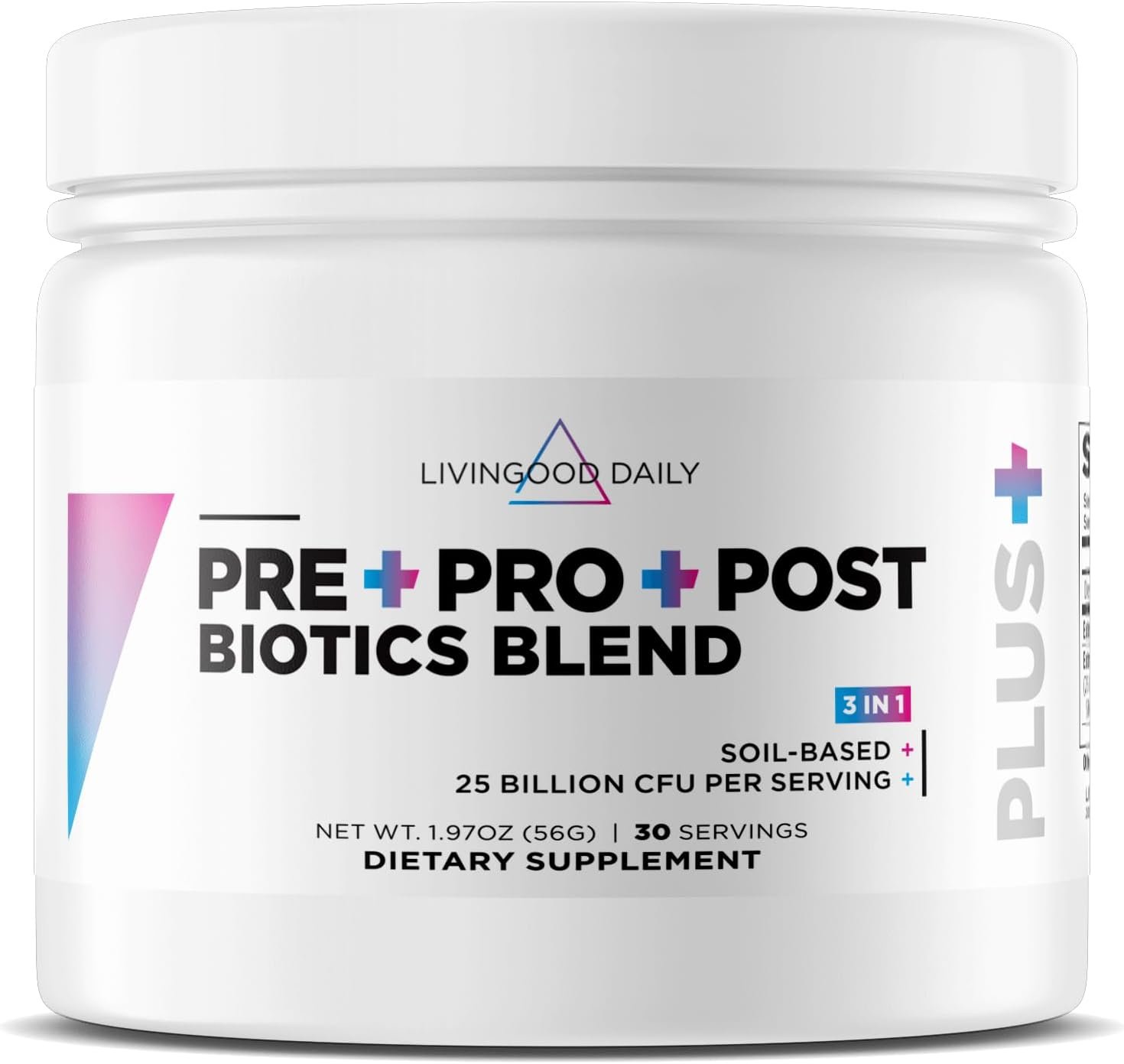 Livingood Daily Pre Pro Post Biotics Blend Powder for Women Men 30 Servings