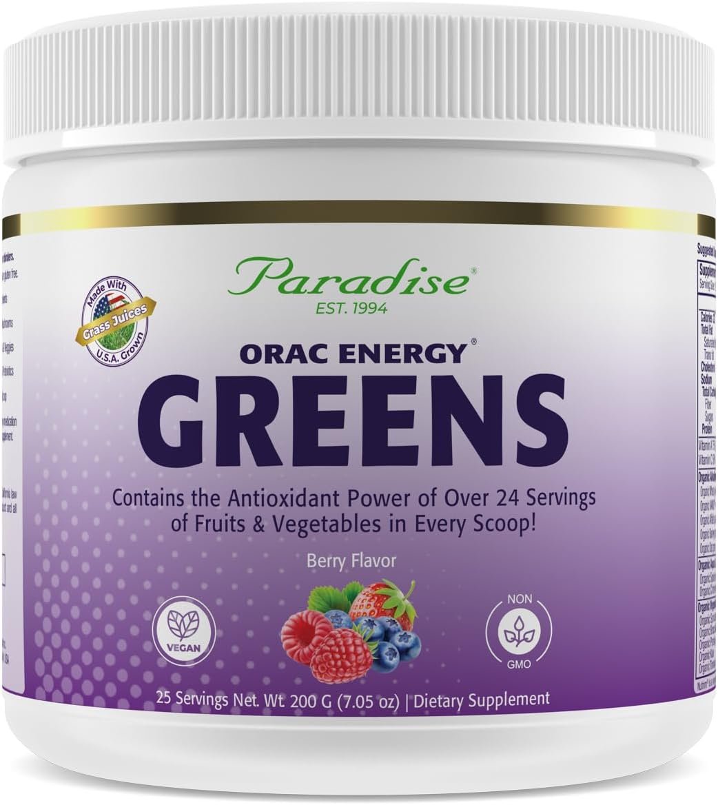 Paradise Herbs & Essentials Energy Greens Berry Powder, 25 Servings