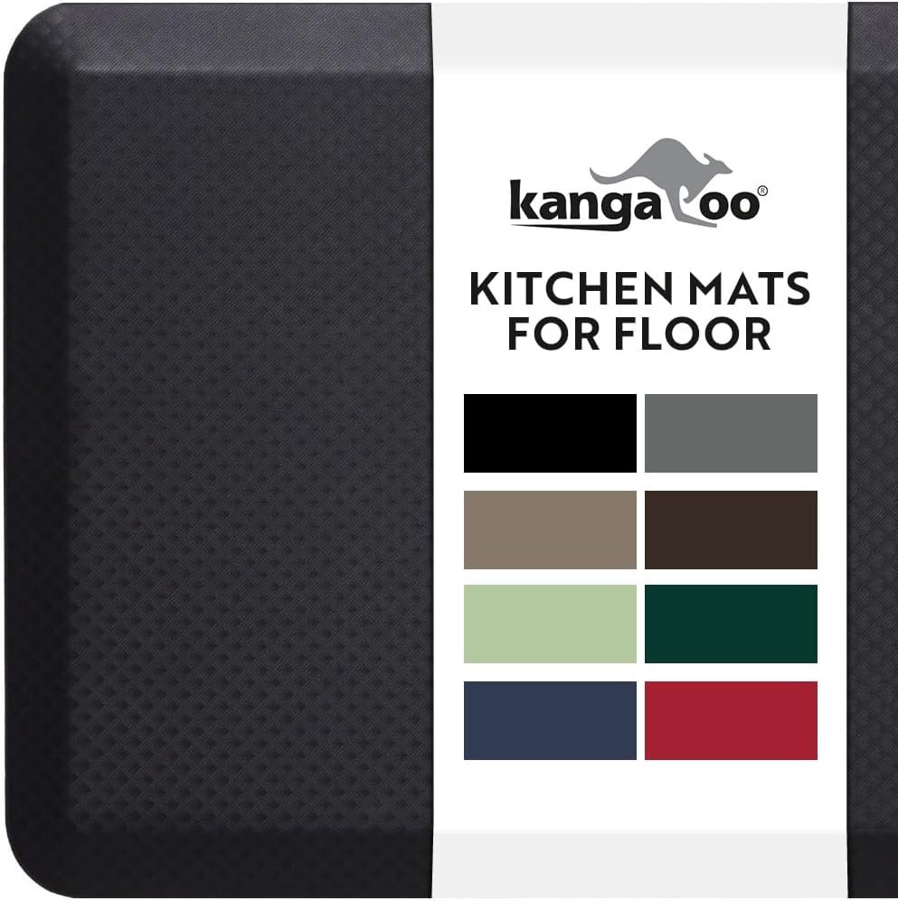 KANGAROO Cushioned Anti Fatigue Kitchen Mats for Floor, 17×24 Black