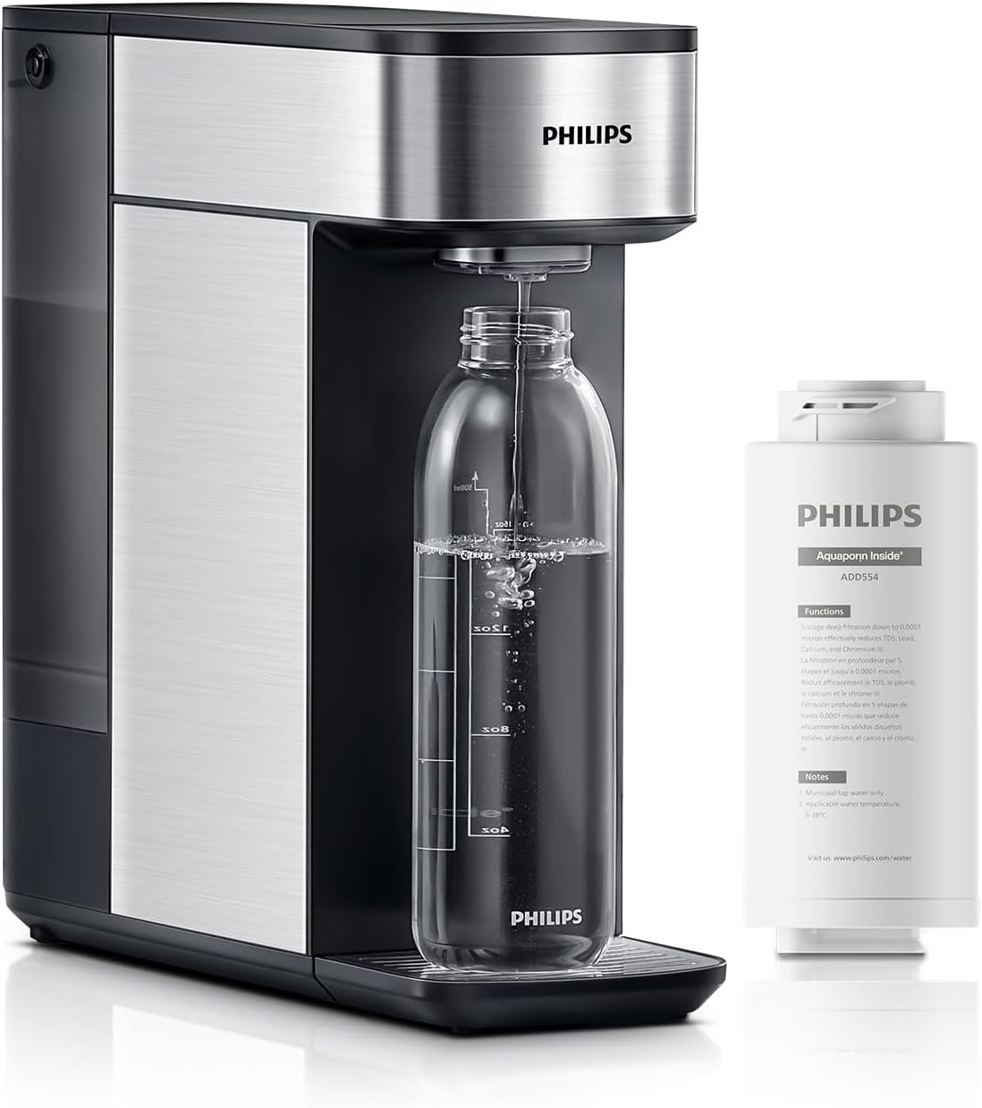 PHILIPS Reverse Osmosis Water Filter Countertop, Compact 5 Stage RO Water Filtration System Purifier Dispenser with Aquaporin Technology, NSF/ANSI 372 Certified, Reduce TDS