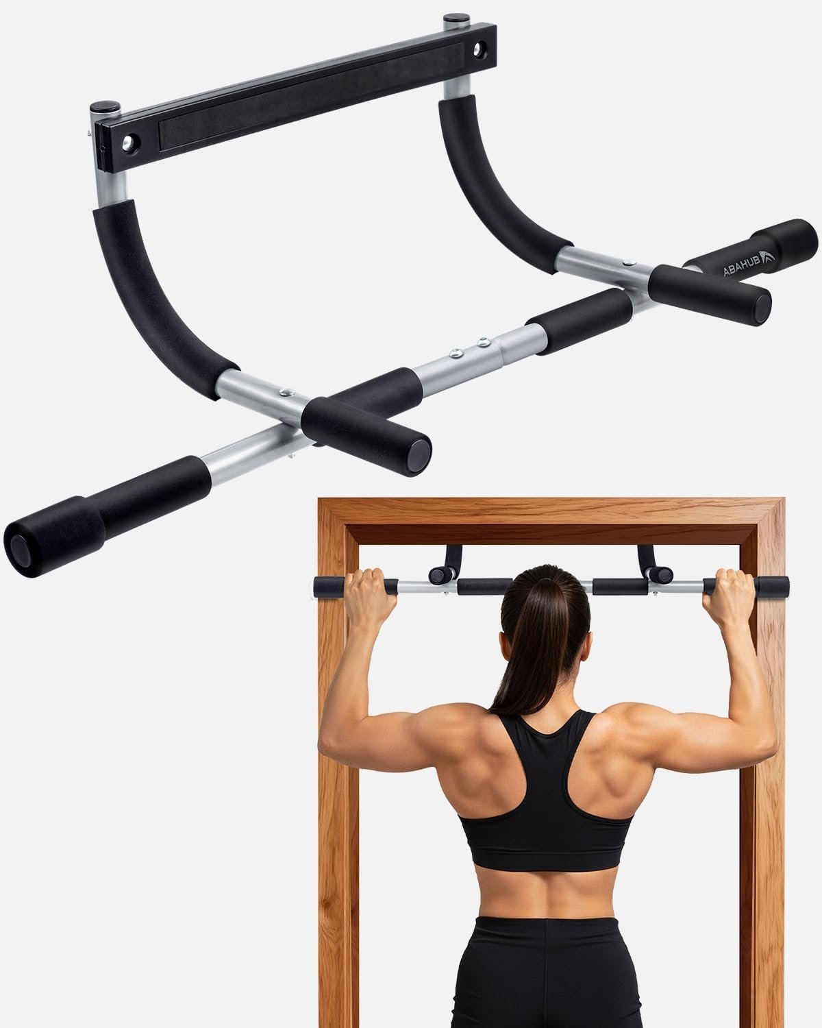 Abahub Home Pull Up Bar – Doorway Mount for Apartments | 265lb Heavy-Duty Strength Trainer | Multi-Grip Space Saver