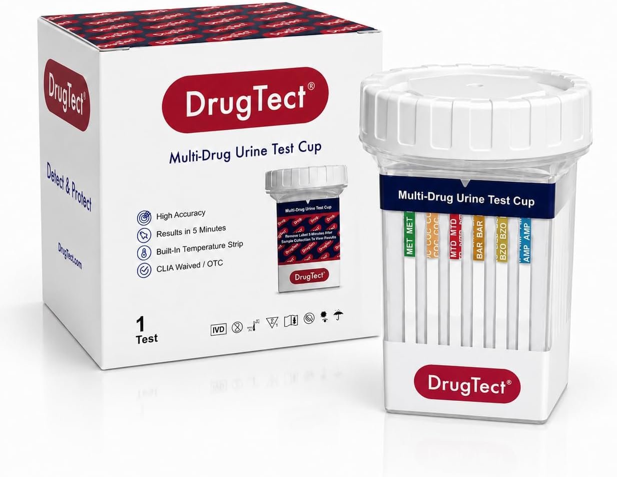 DrugTect 18 Panel Drug Test Cup – CLIA Waived Fentanyl – 1 Pack