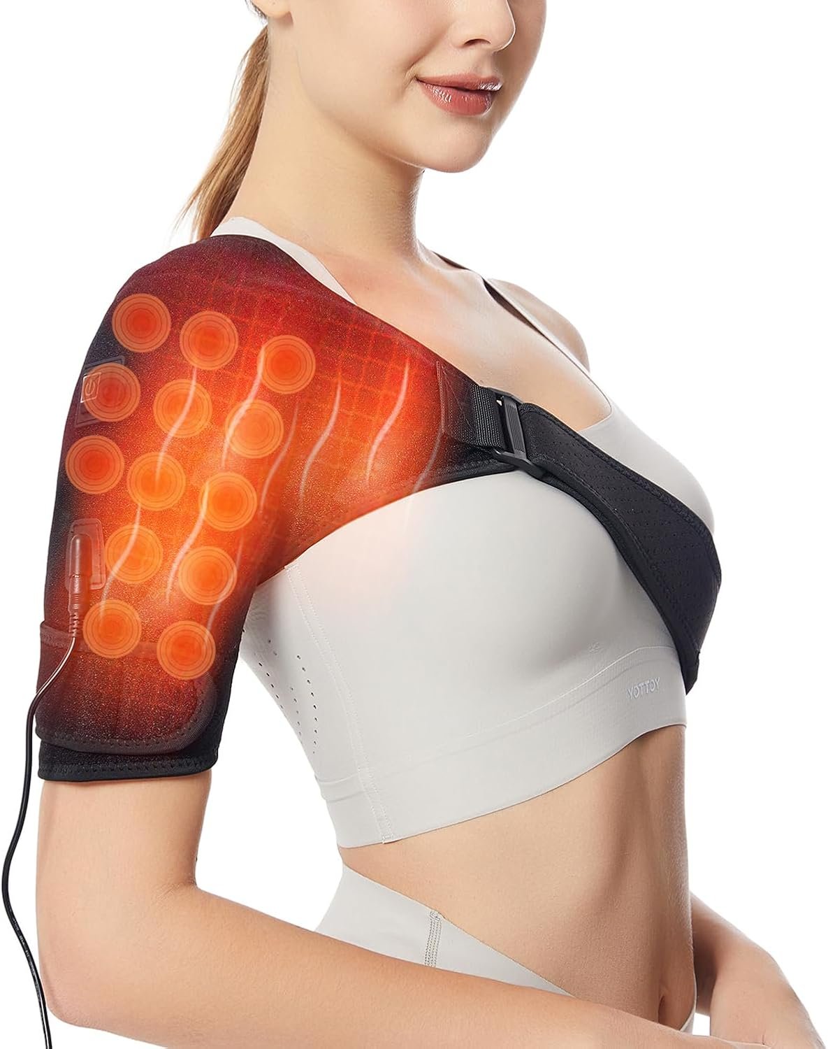 Shoulder Heating Pads for Pain Relief – Jade Stone Heated Shoulder Wrap with 3 Temperature Settings, Ideal for Rotator Cuff, Shoulder Soreness Relief at Home,Office