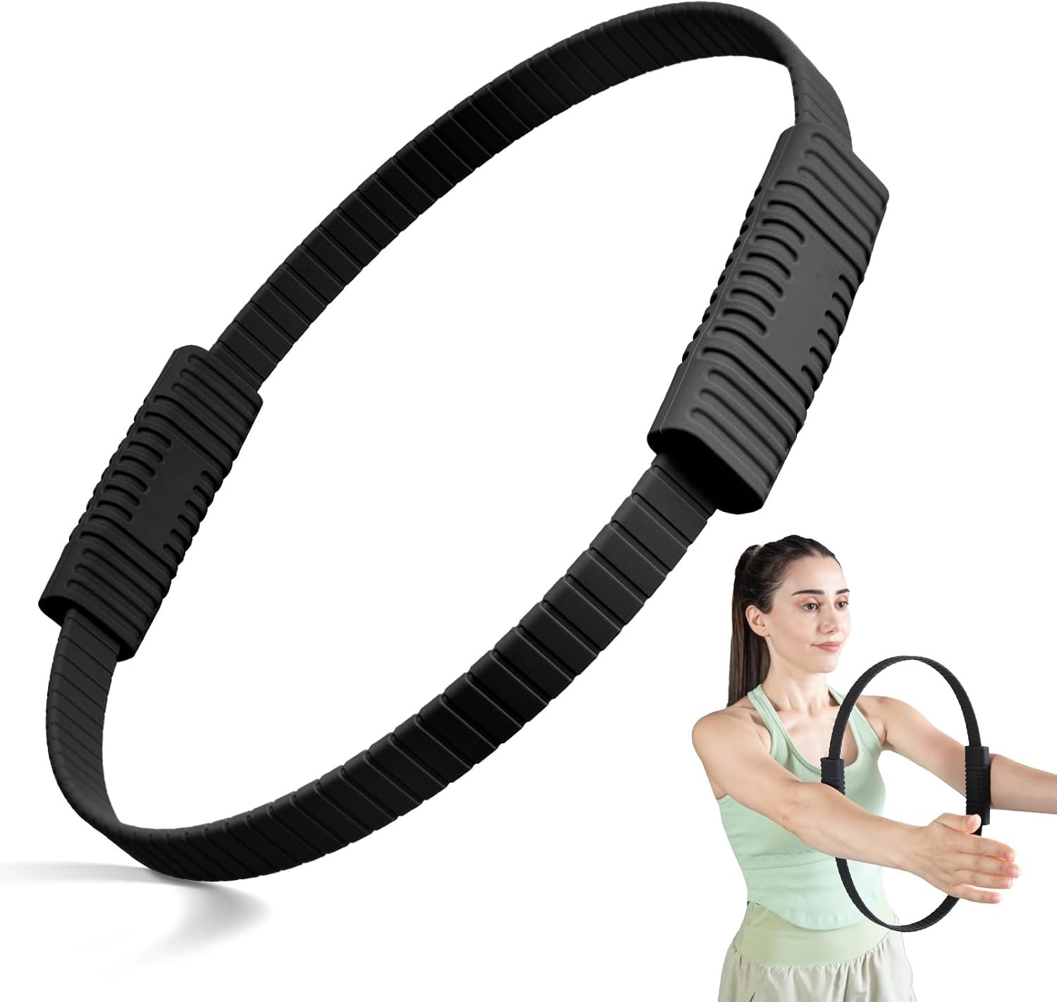 Pilates Kit, 13.5″ Pilates Ring with Mini Ball & Resistance Bands