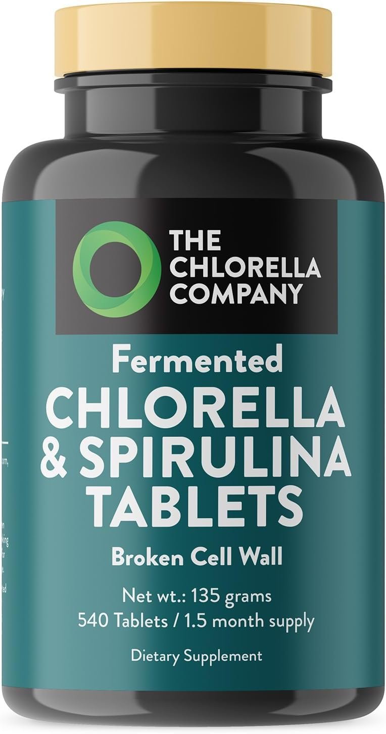 Chlorella Company Fermented Broken Cell Wall Chlorella & Spirulina, 540 ct