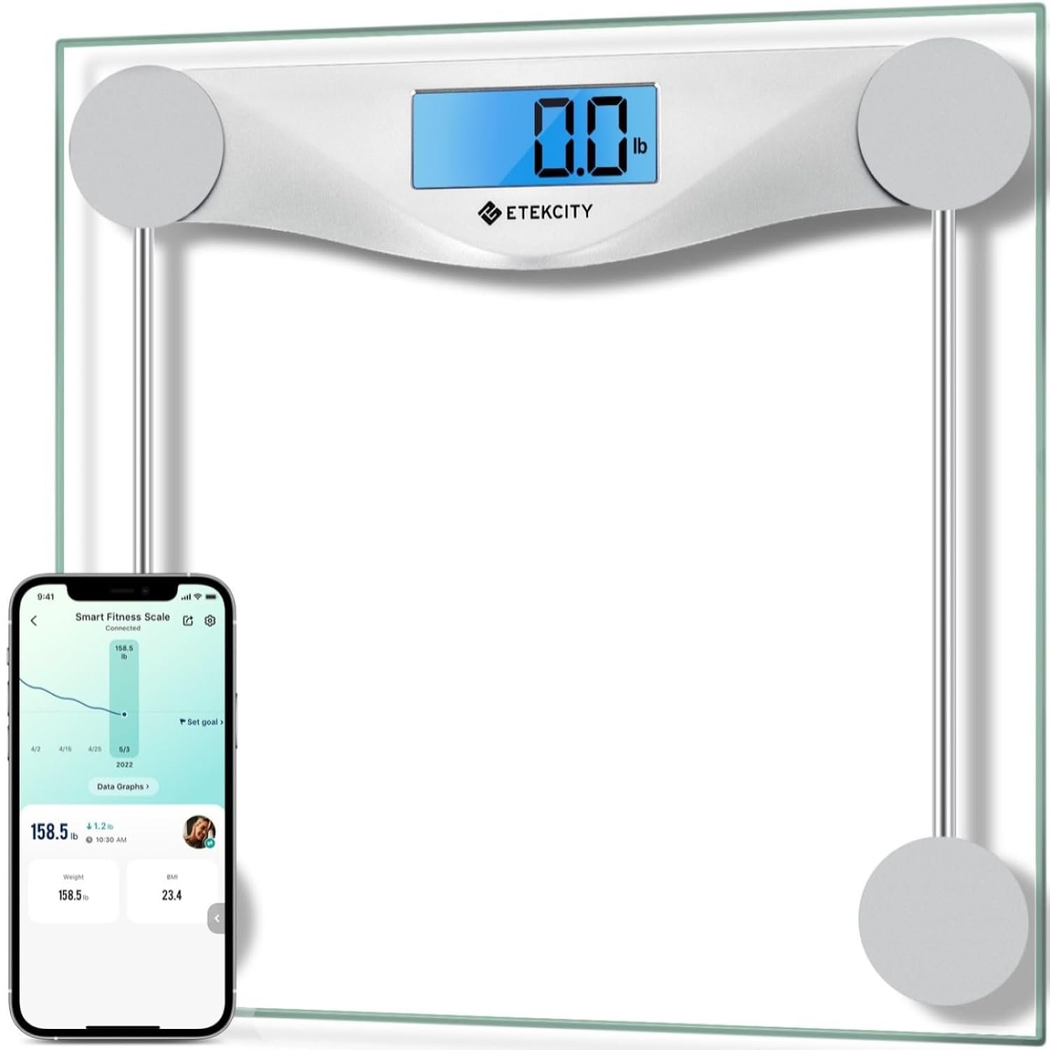 Etekcity Bluetooth Bathroom Scale for Body Weight and BMI, 400 Pounds