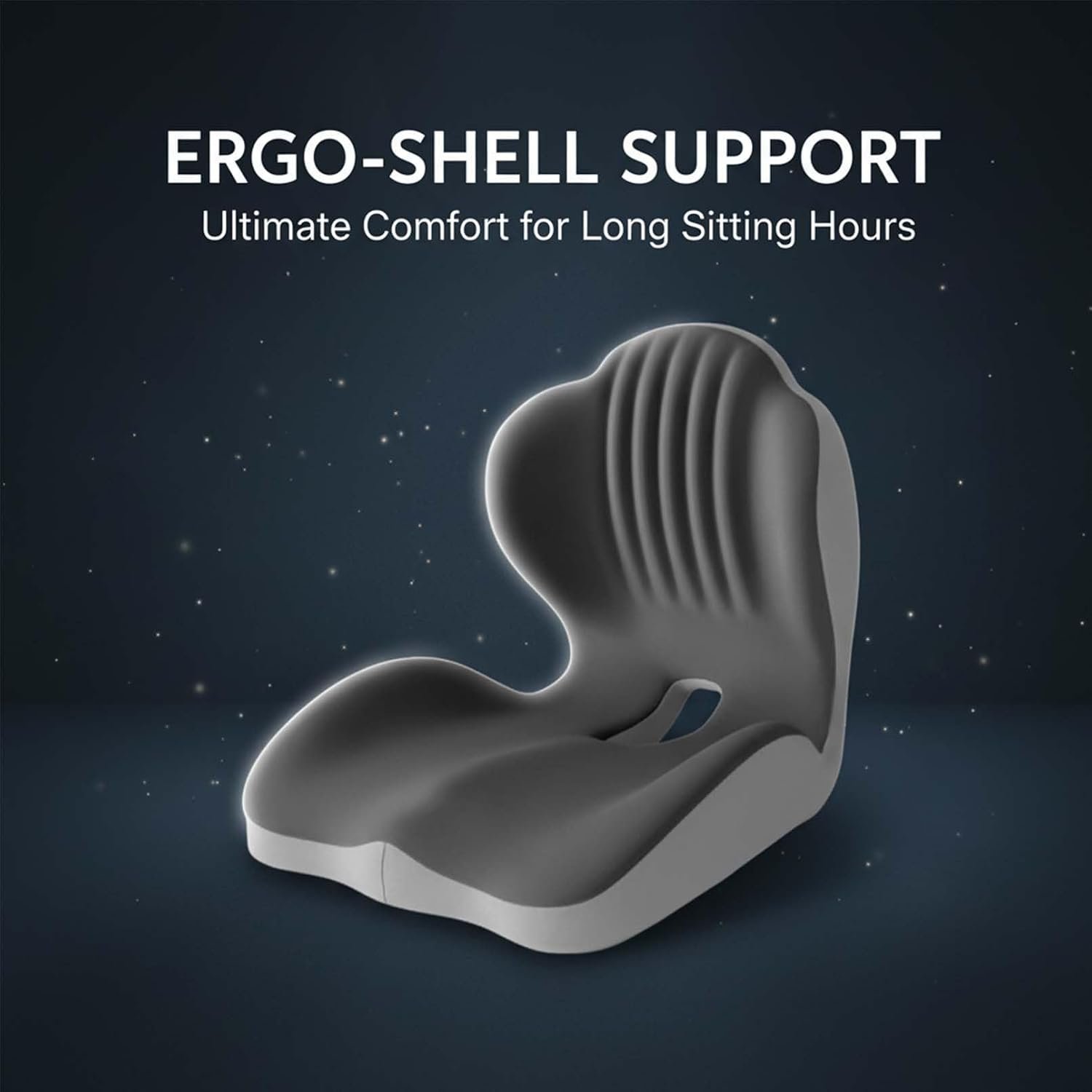 Ergonomic Memory Foam Seat Cushion with Lumbar Support (Grey)