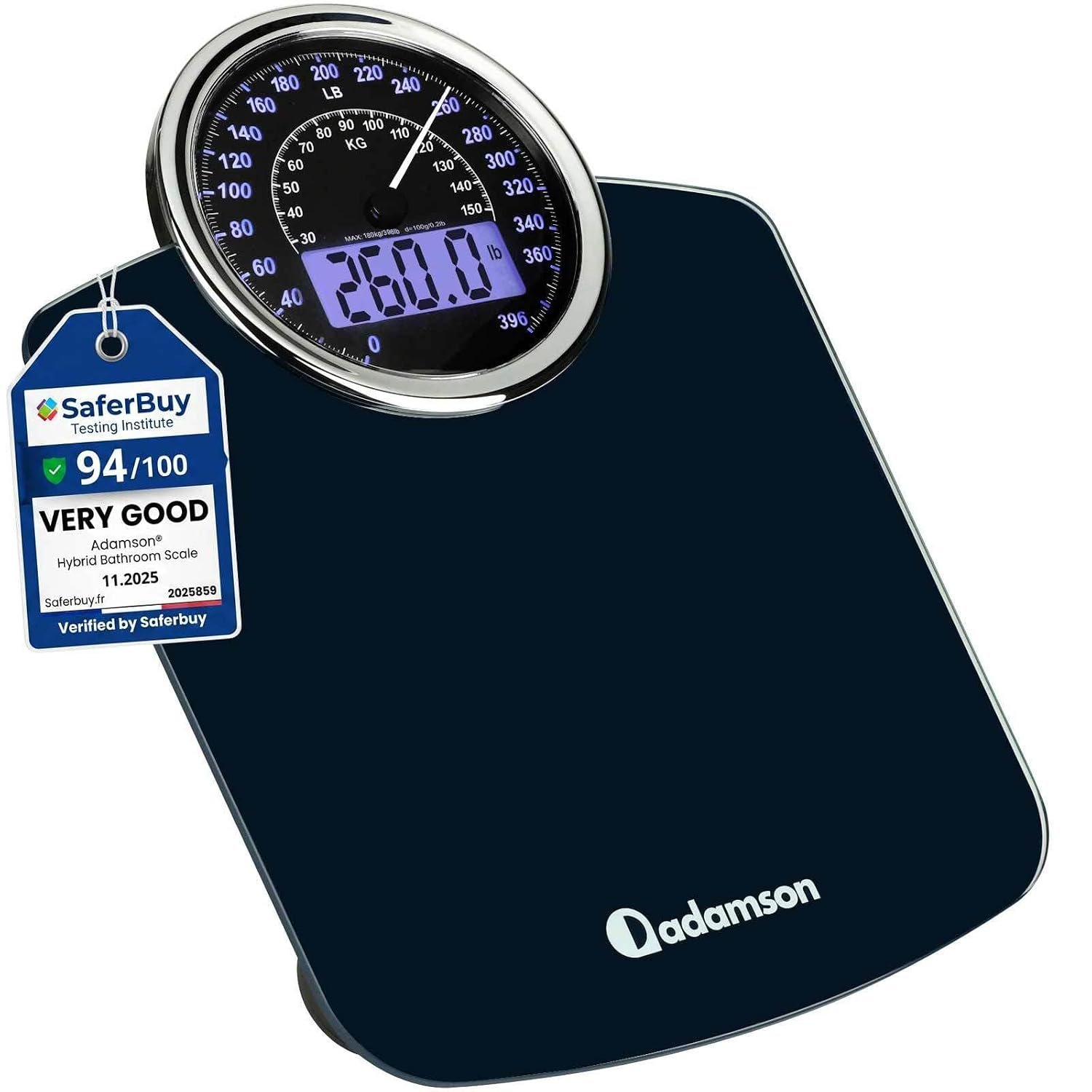Hybrid Bathroom Scale for Body Weight – Analog & Digital Display, 400 lbs
